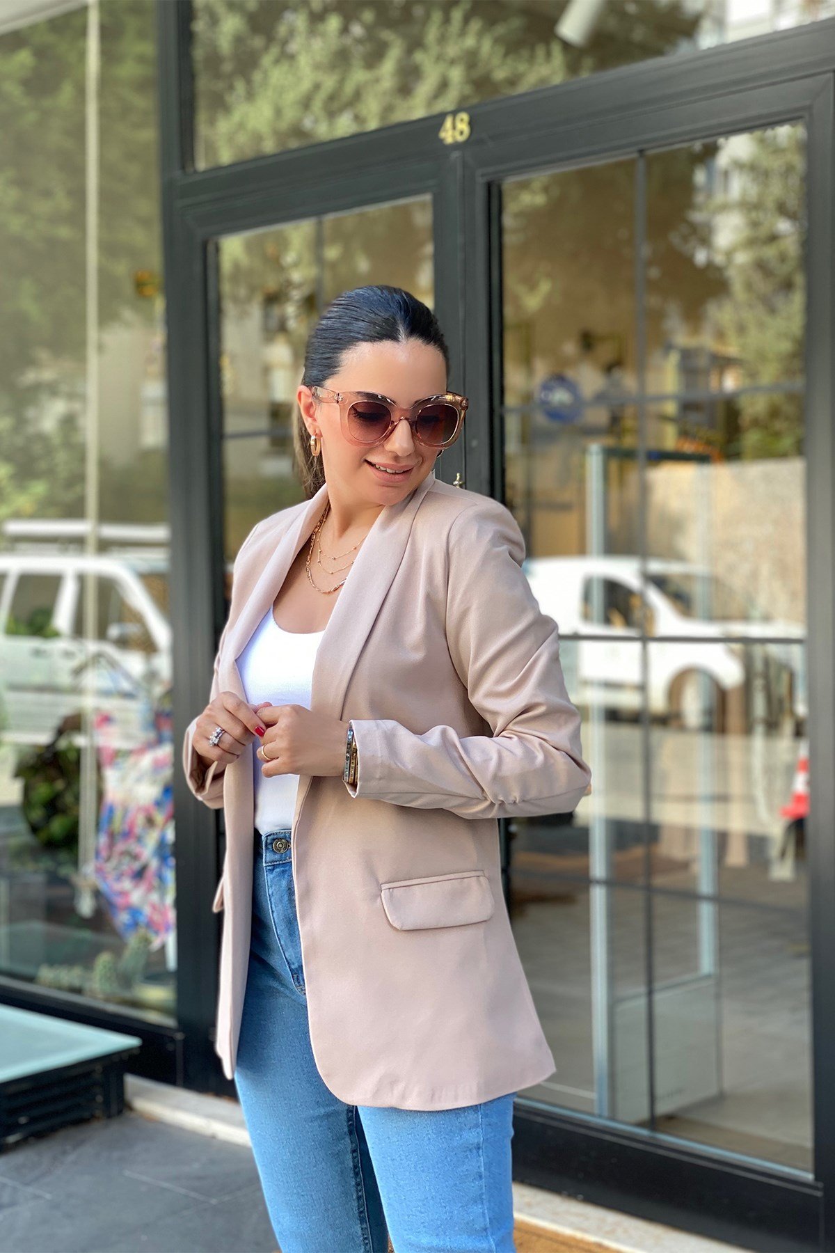 Bej Renk Blazer Ceket
