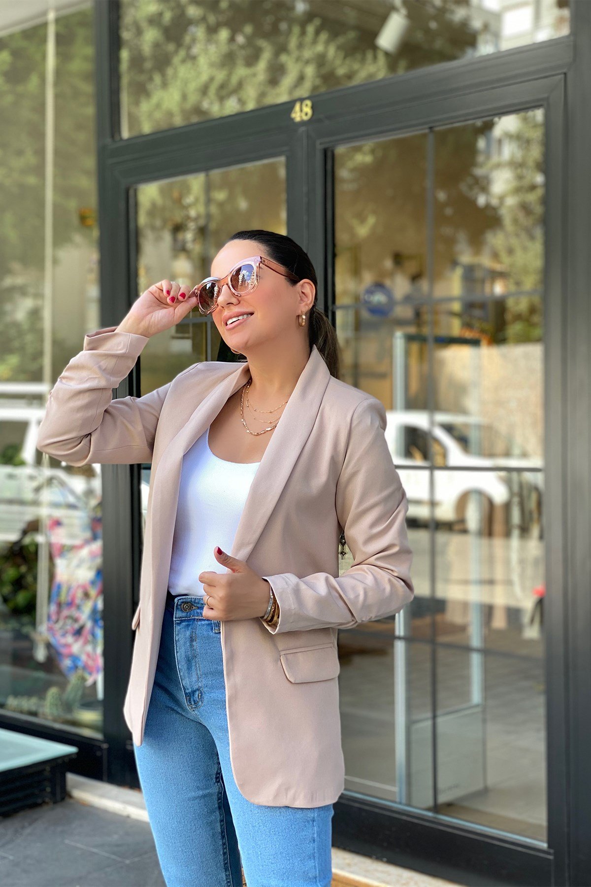 Bej Renk Blazer Ceket