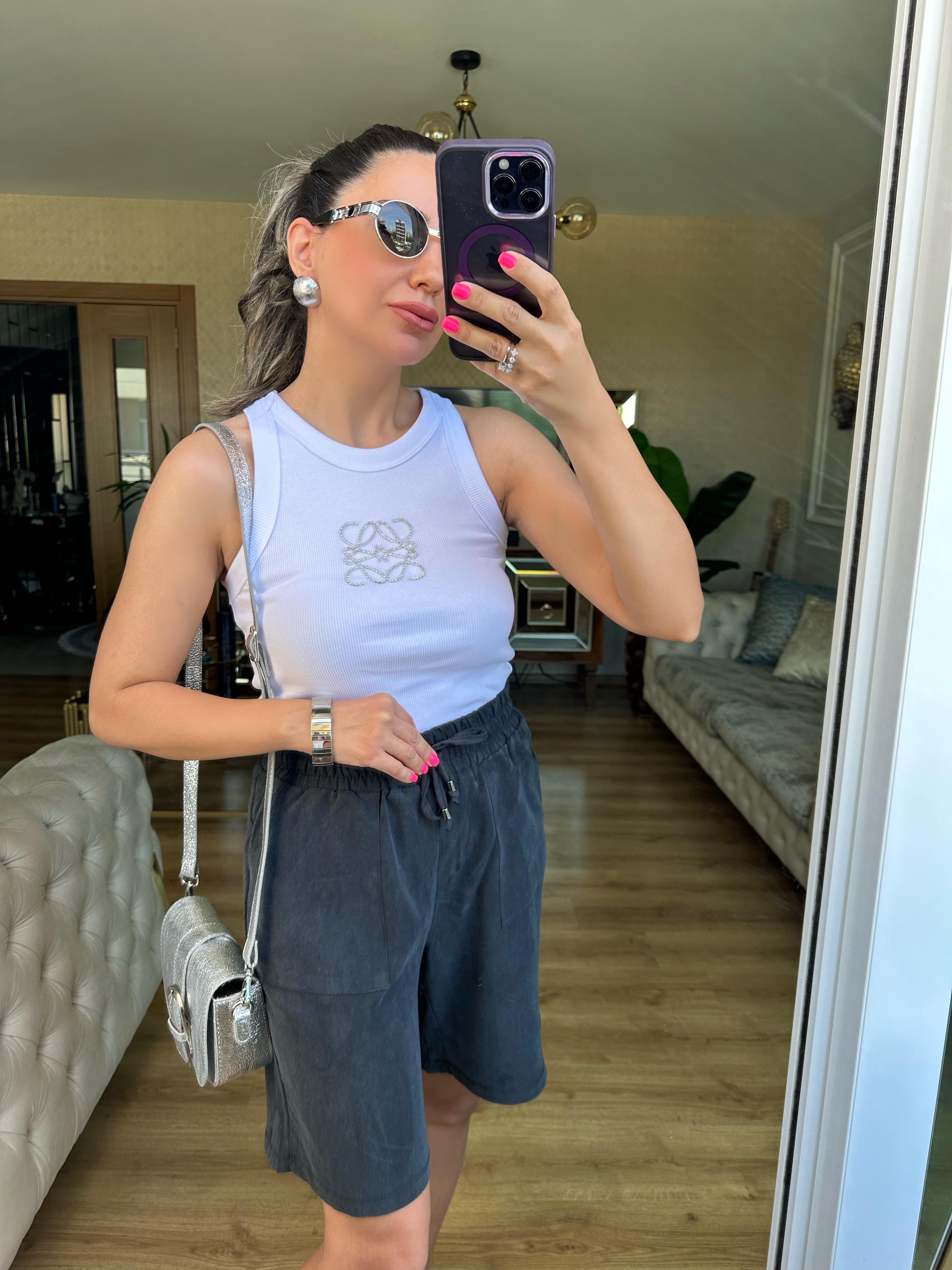 Beli Lastikli Orj Antrasit Tensel Şort