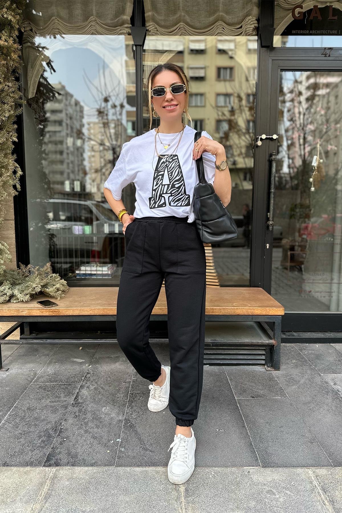 Beyaz A Baskılı Tshirt