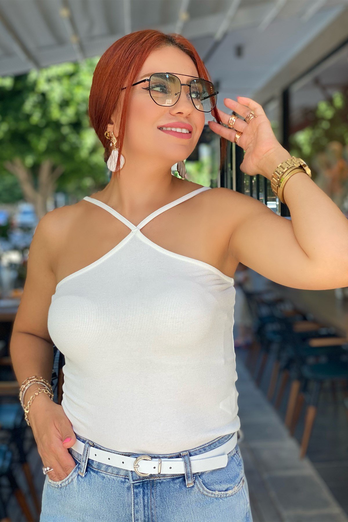 Beyaz Askılı Fitilli Atlet