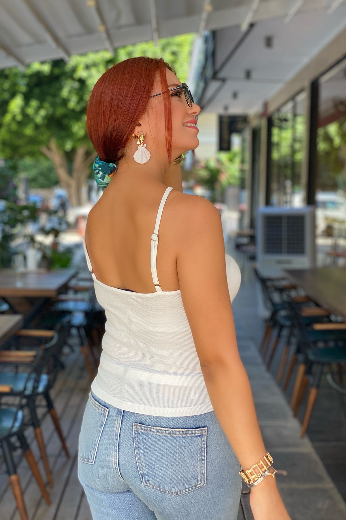 Beyaz Askılı Fitilli Atlet