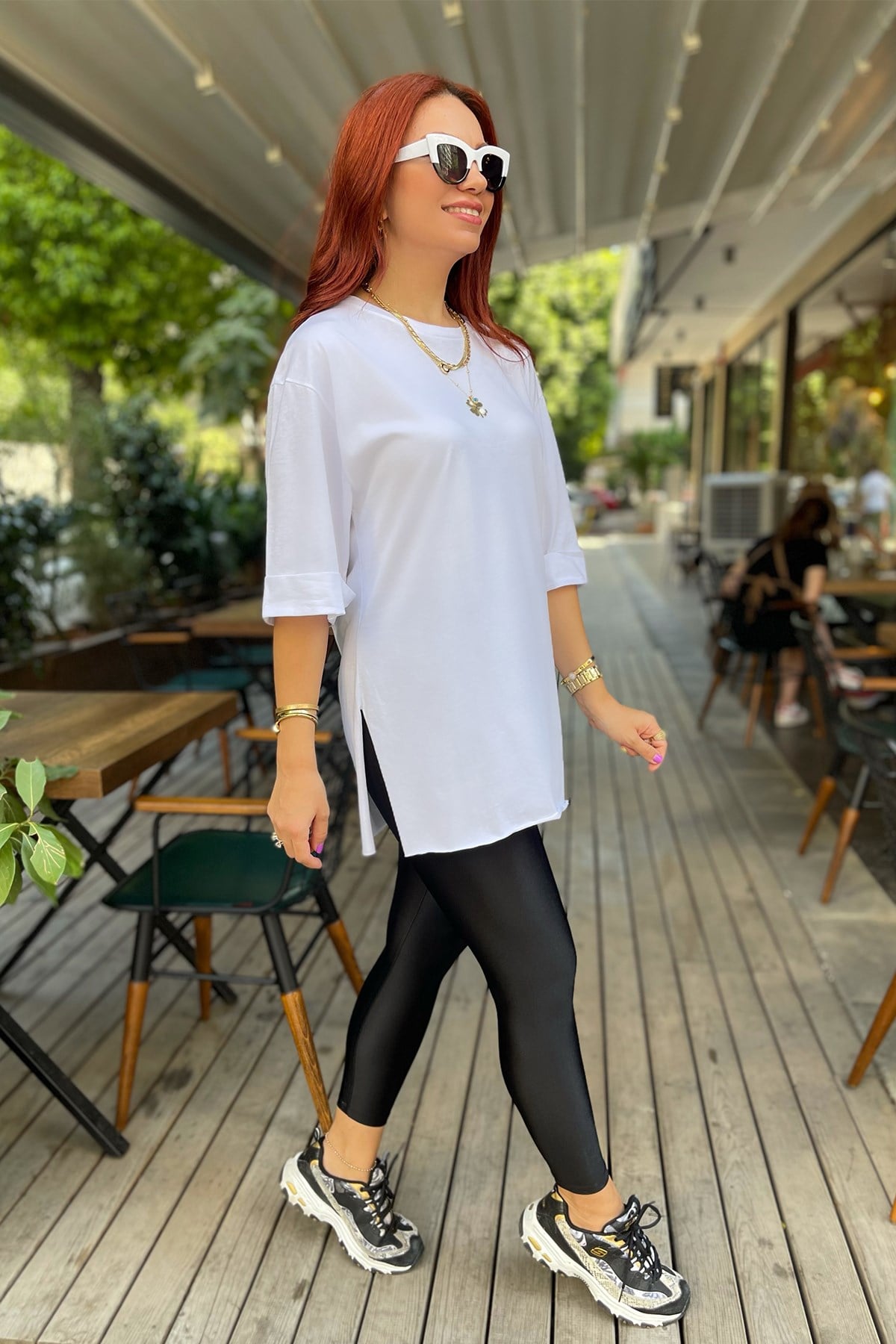 Beyaz Basic Uzun Boyfriend Tshirt