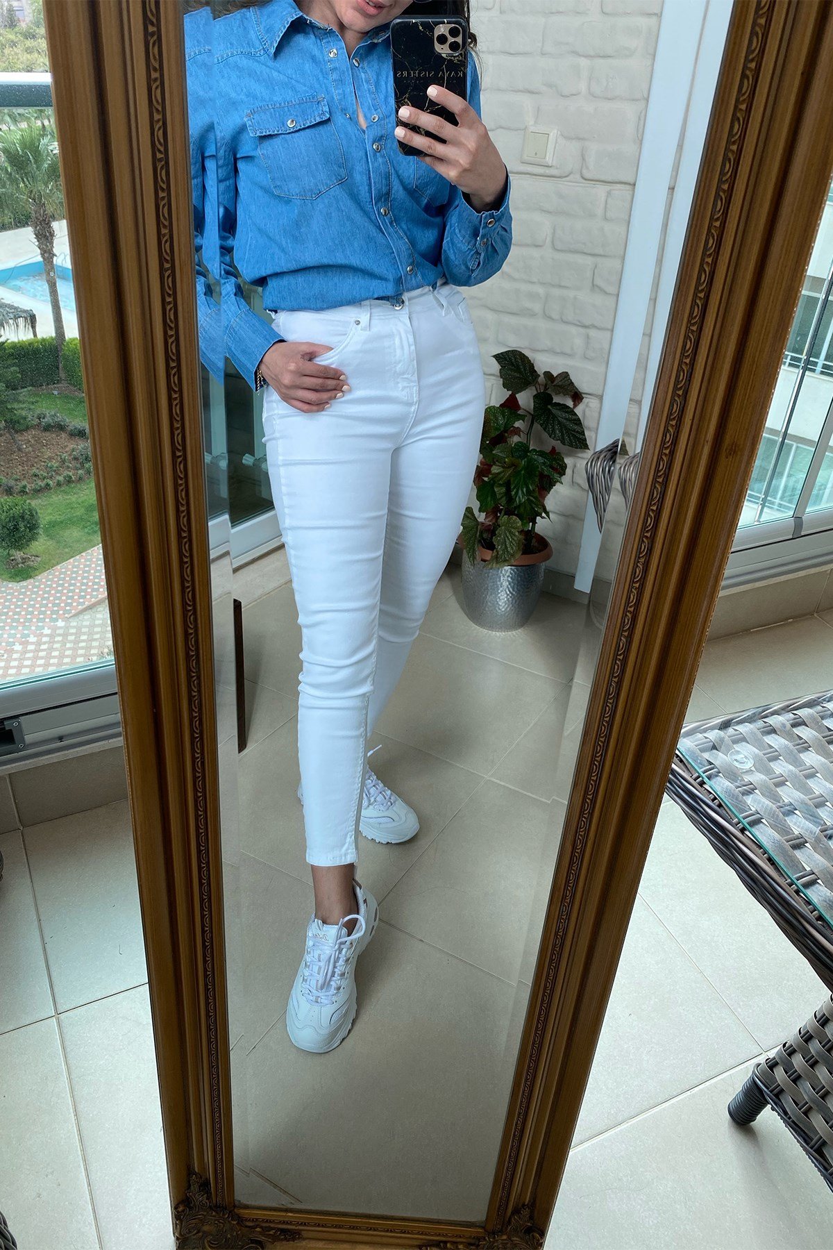 Beyaz Dar Kot Pantolon