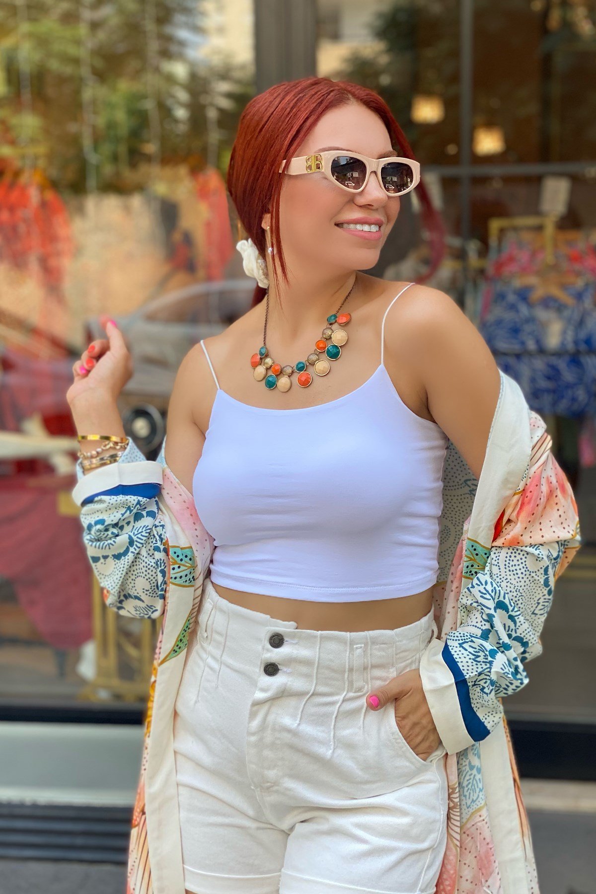 Beyaz İp Askılı Crop