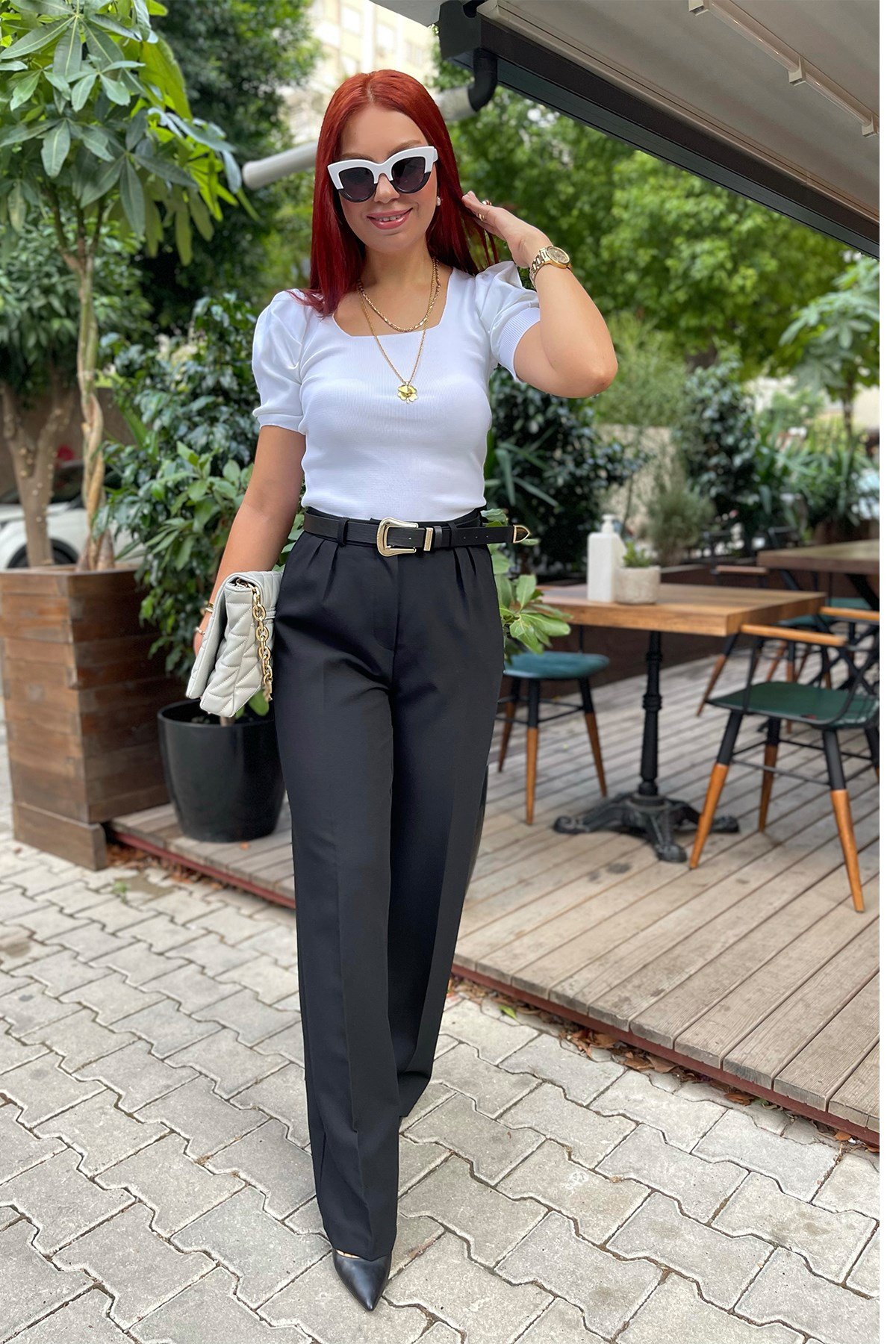 Beyaz Kolları Balon  Triko