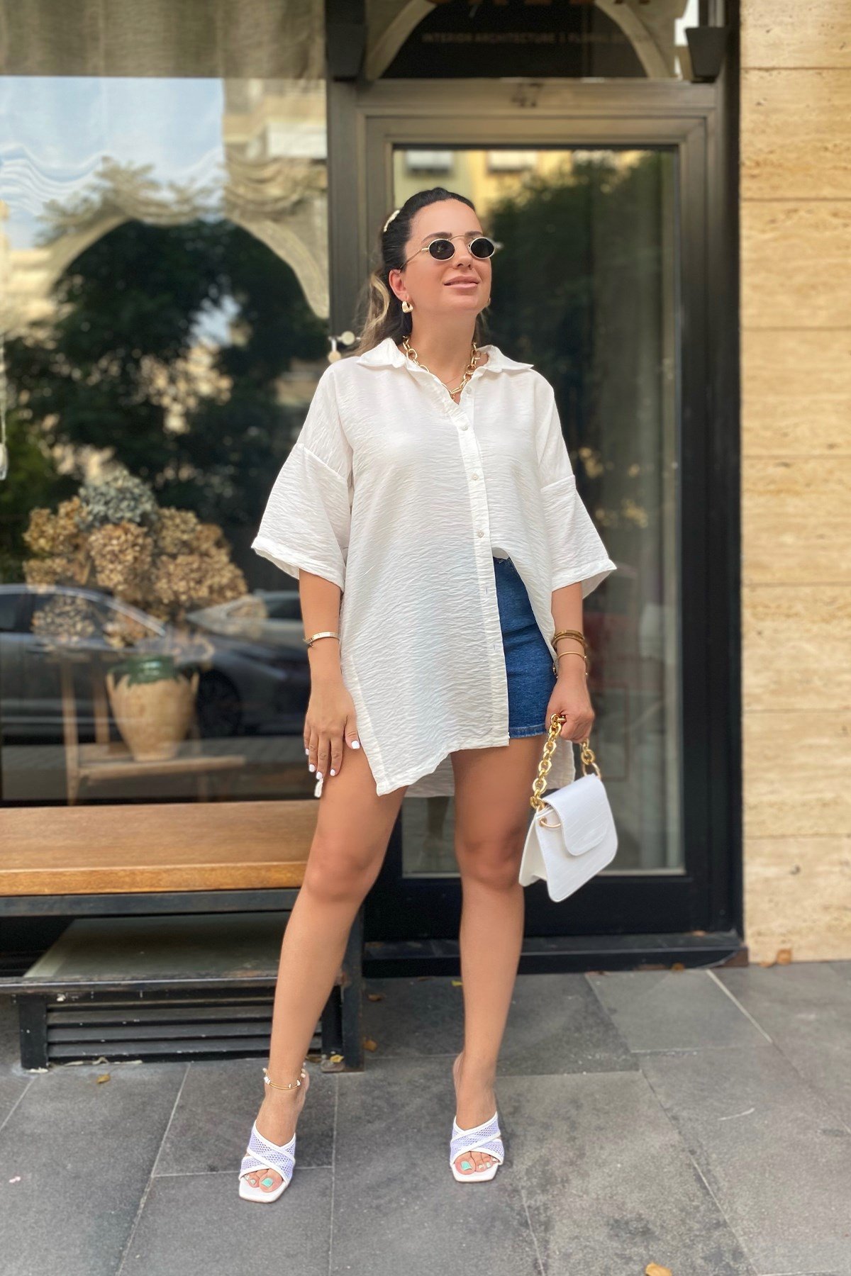 Beyaz Oversize Gömlek