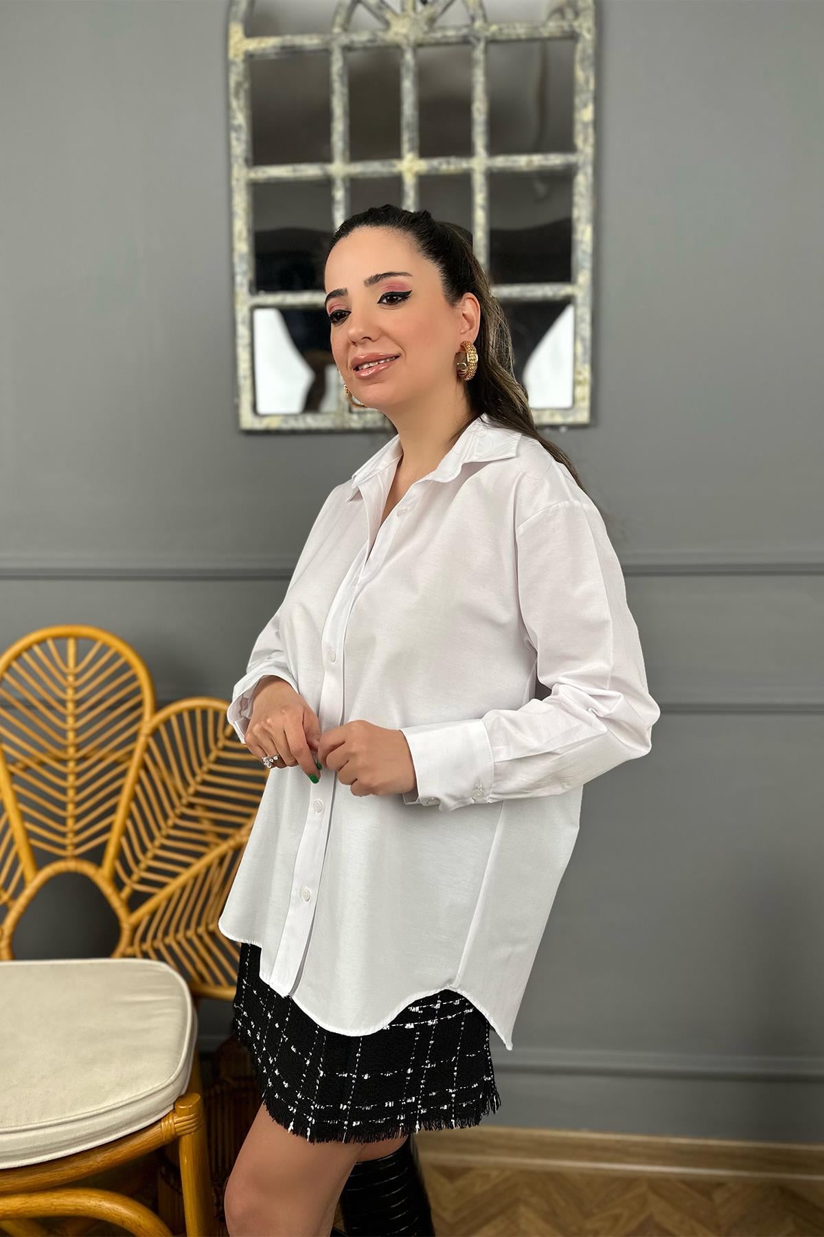 Beyaz Poplin Gömlek