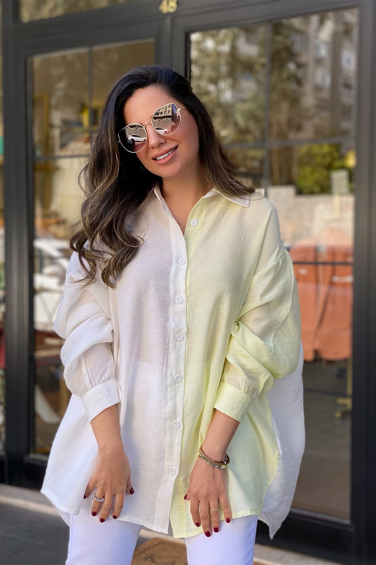 Çift Renk Oversize Gömlek