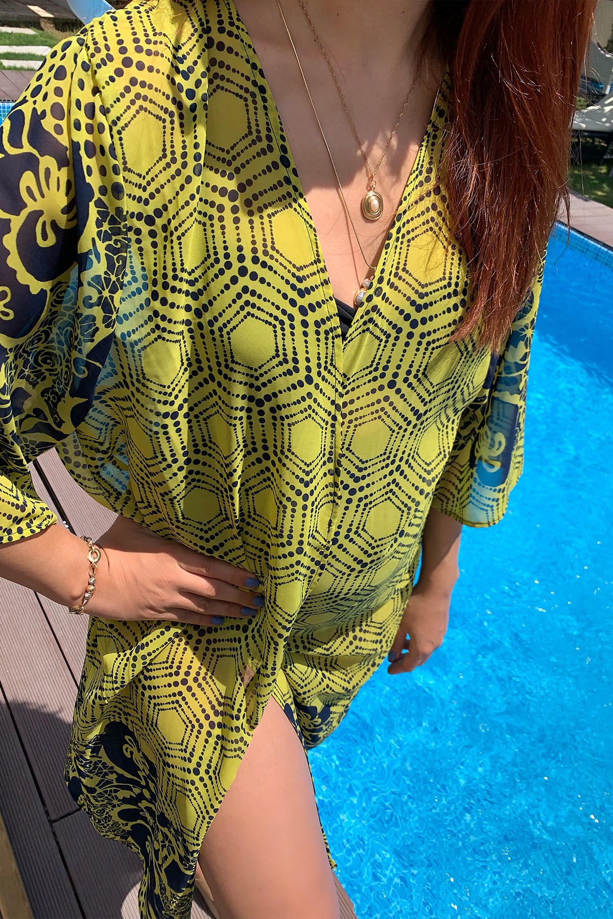 Desenli Şifon Kimono