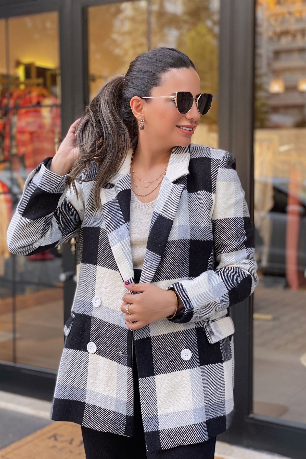 Ekose Blazer Ceket 