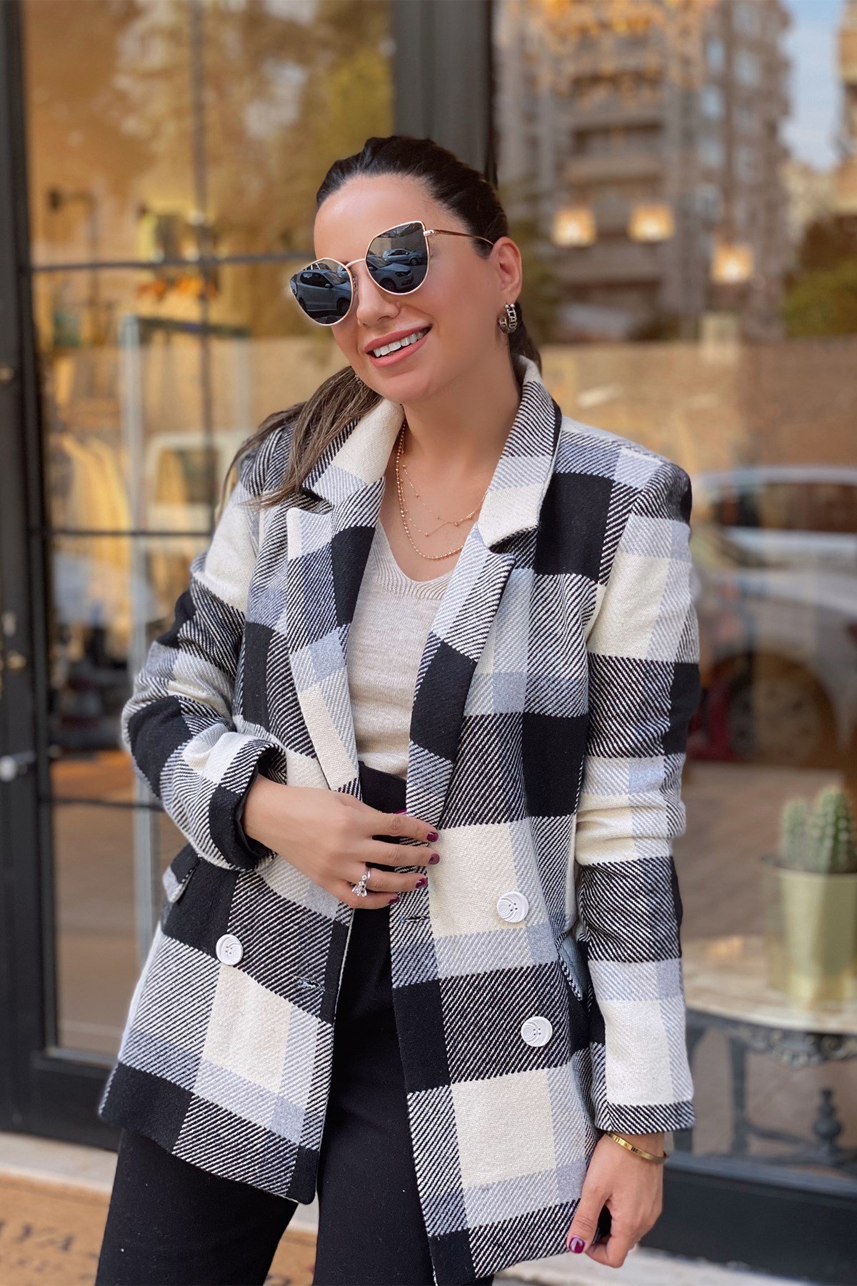 Ekose Blazer Ceket 