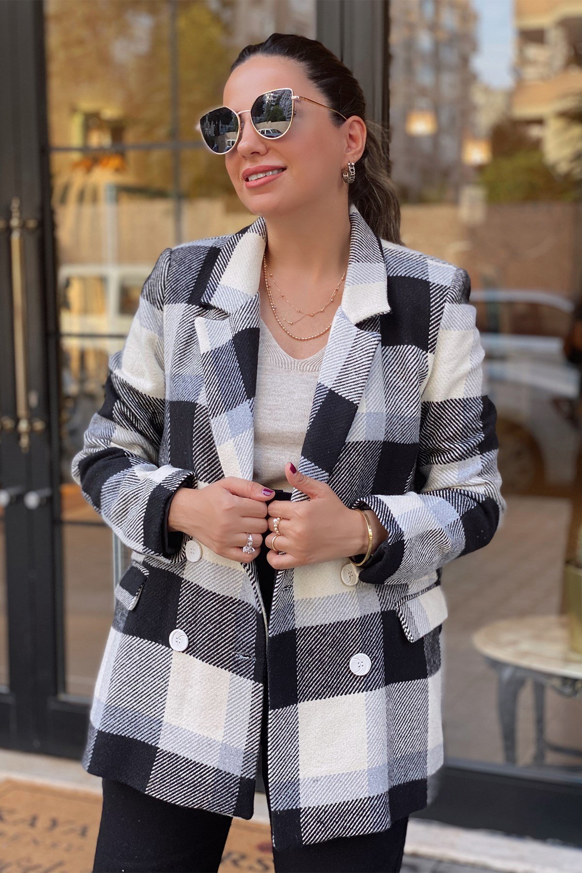 Ekose Blazer Ceket 