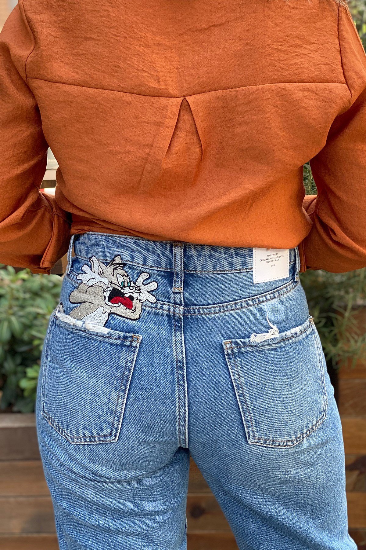 Figürlü Mom Jean