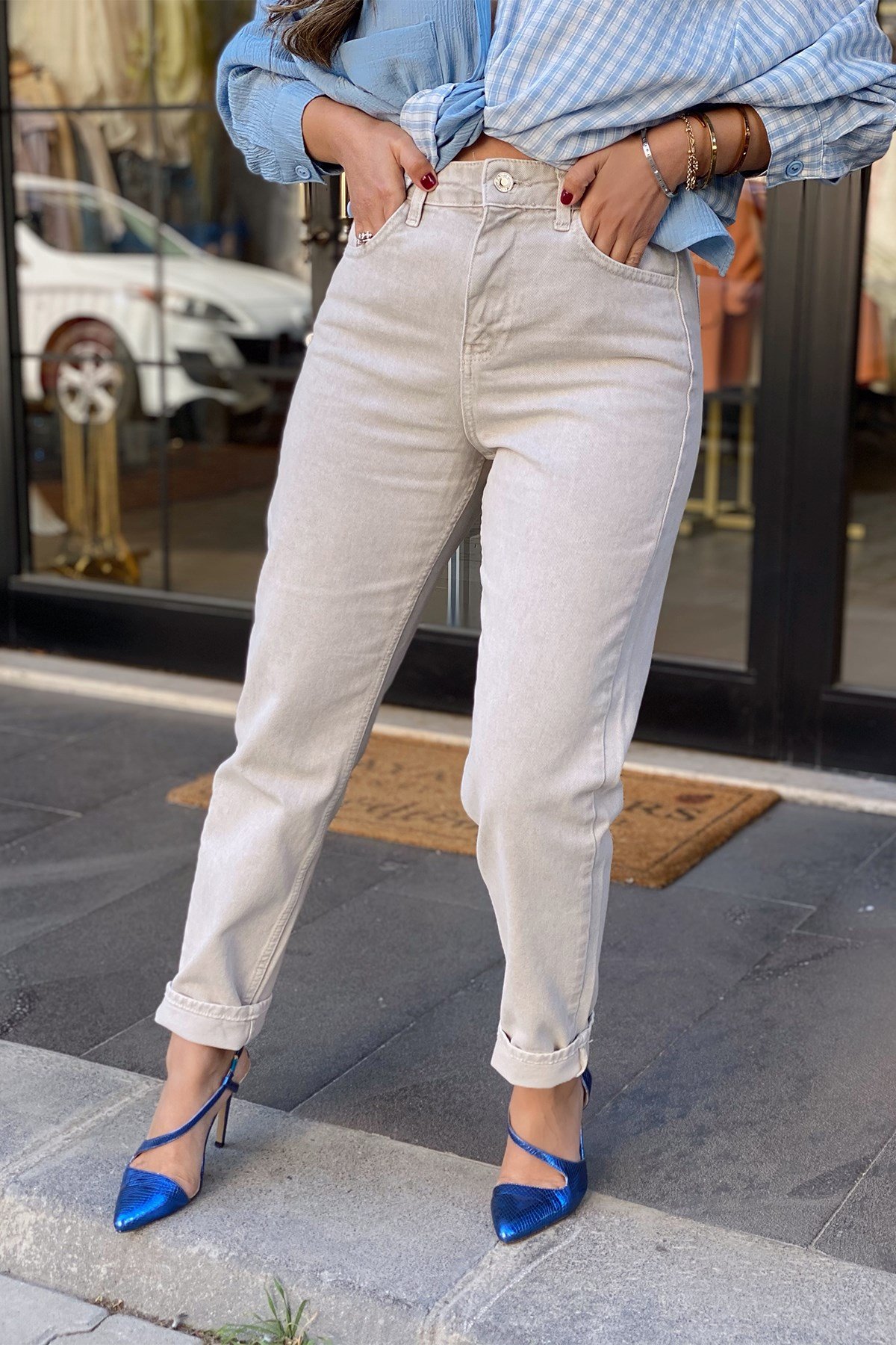 Gri Antik Boyalı Pantolon