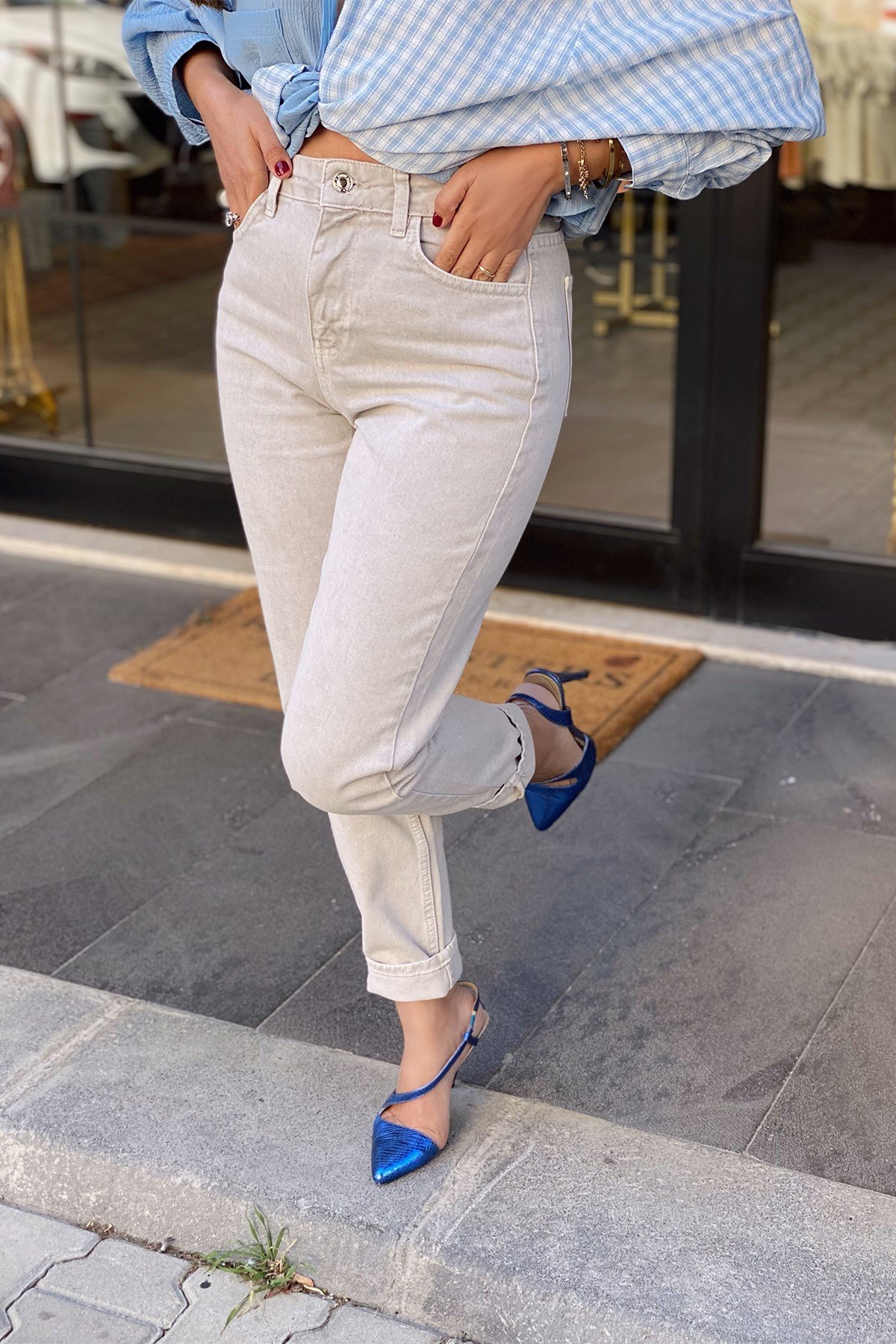 Gri Antik Boyalı Pantolon