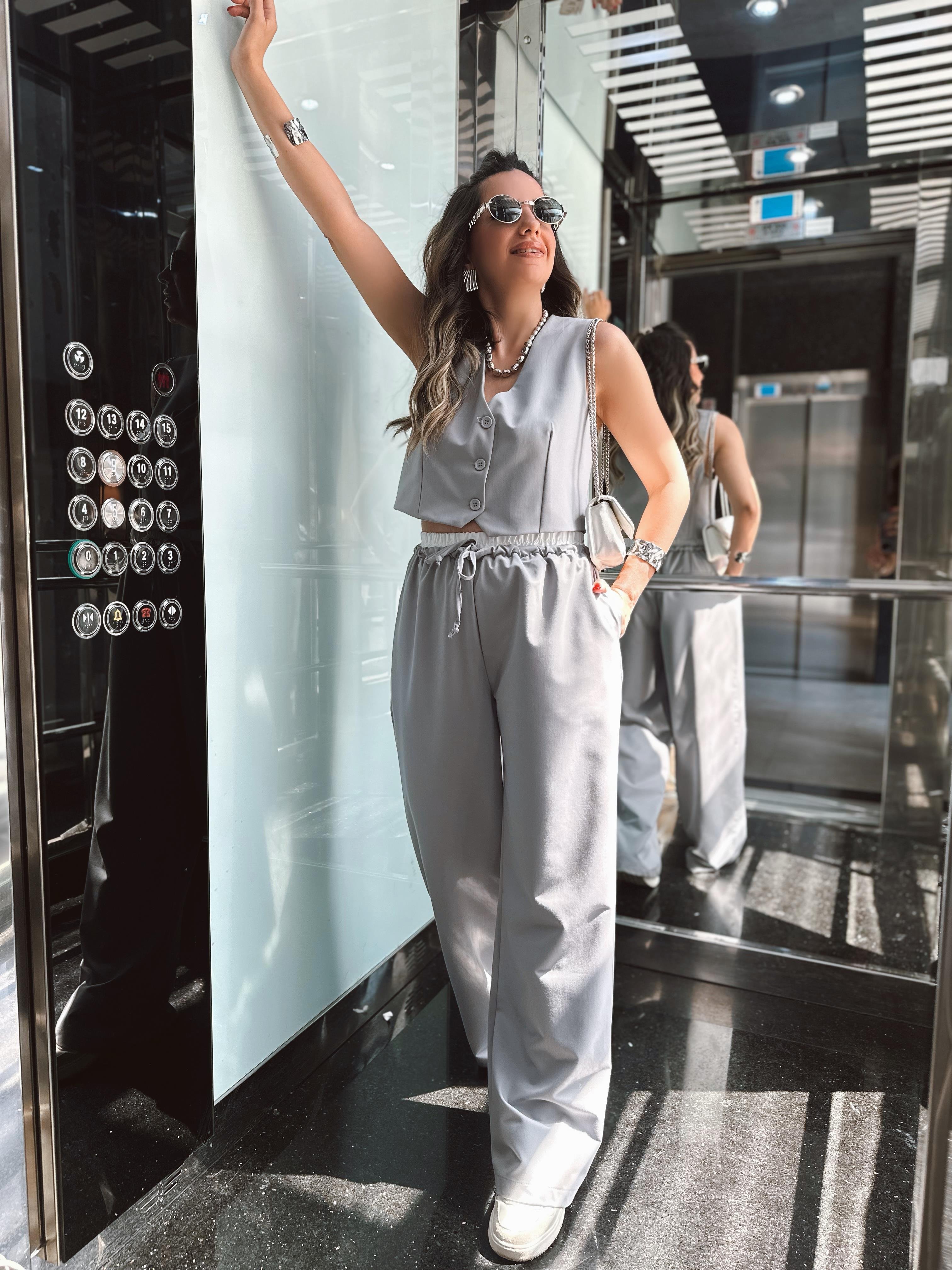 Gri Yelek Pantolon Takım