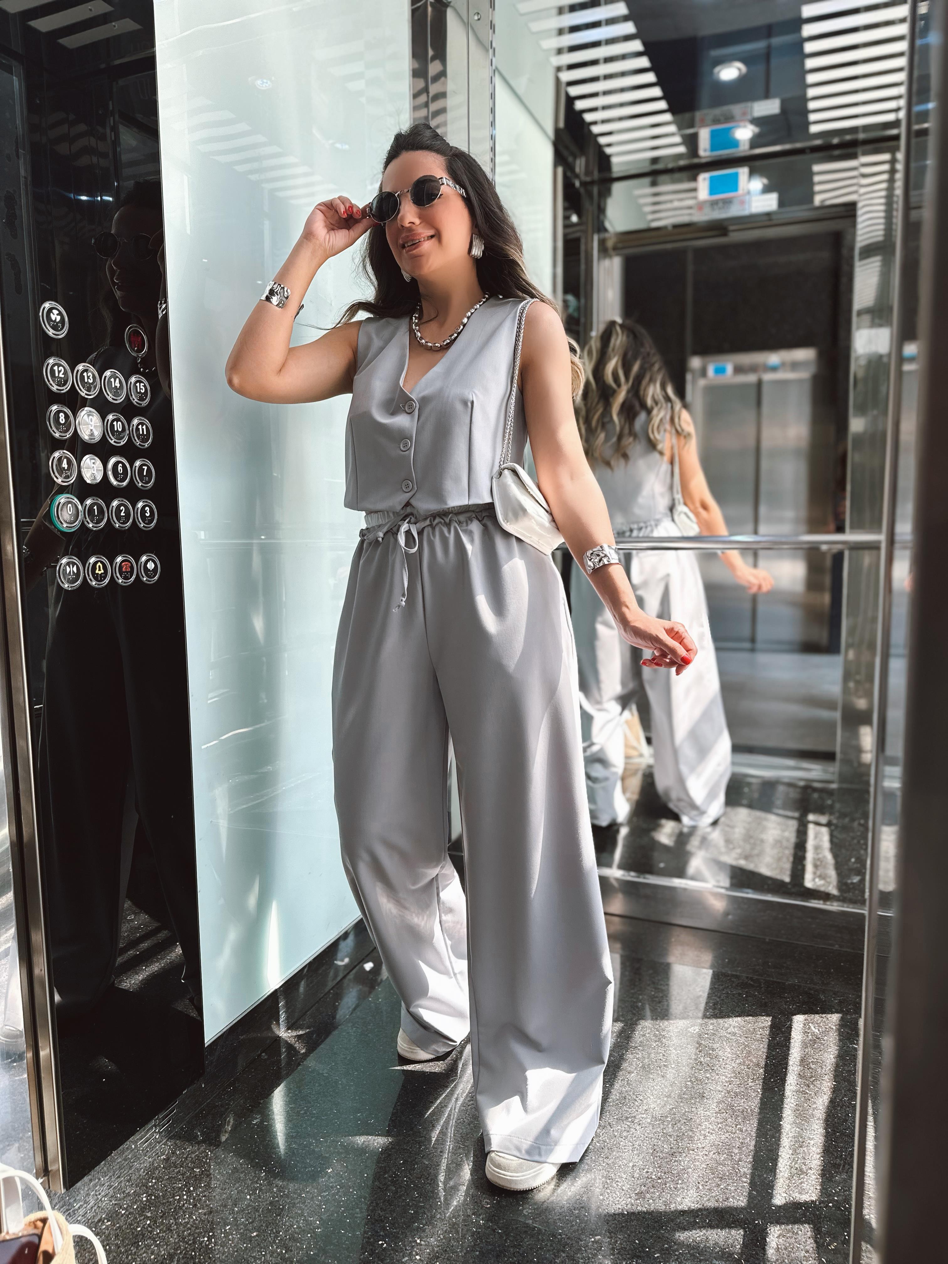 Gri Yelek Pantolon Takım