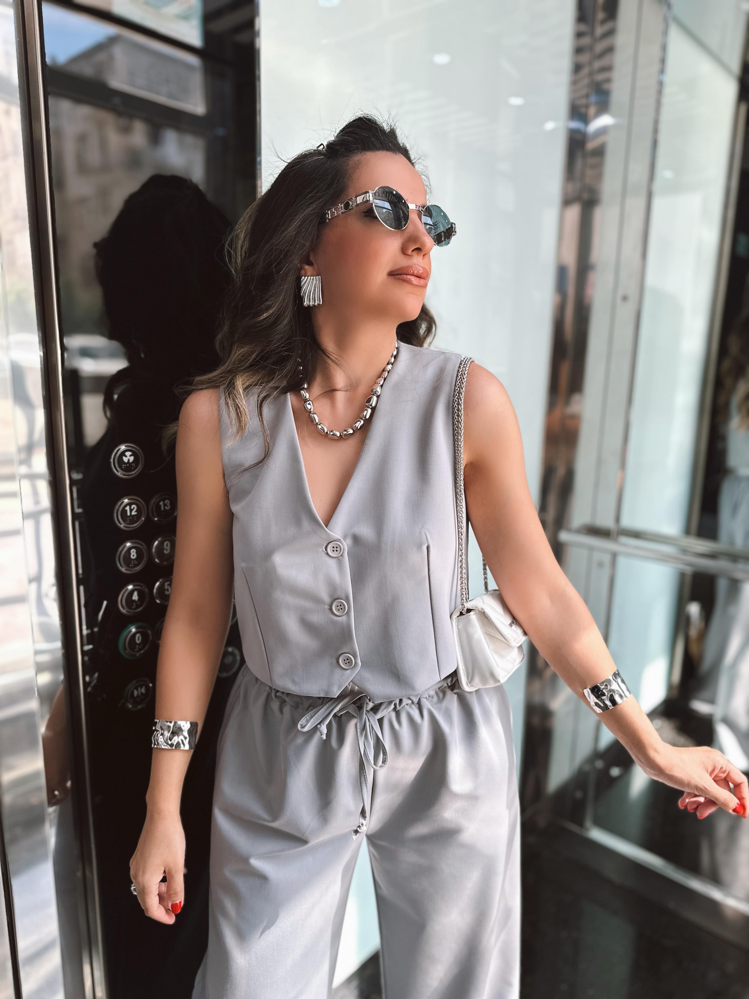 Gri Yelek Pantolon Takım