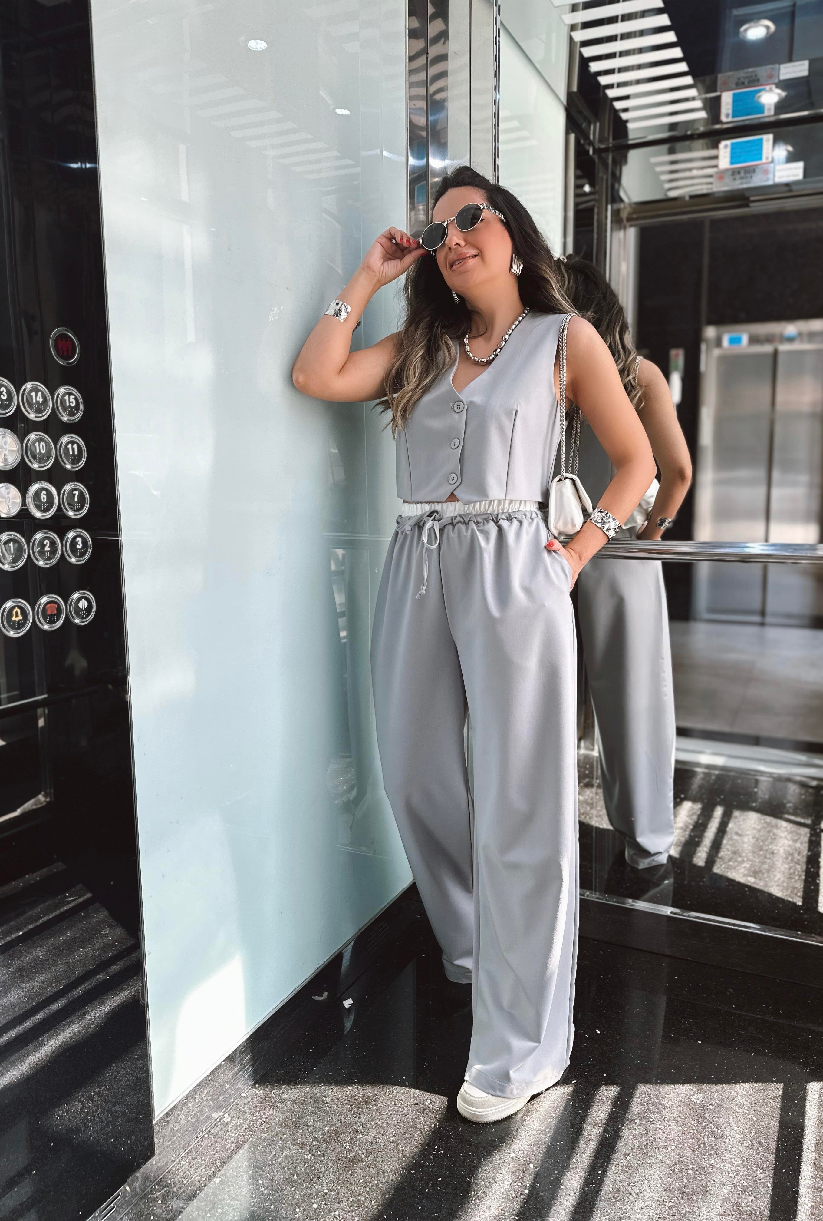 Gri Yelek Pantolon Takım