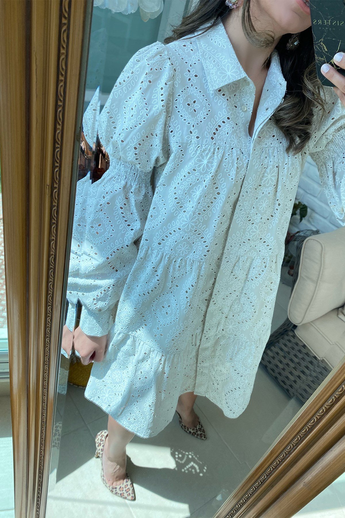 Güpür Kısa Gömlek Elbise