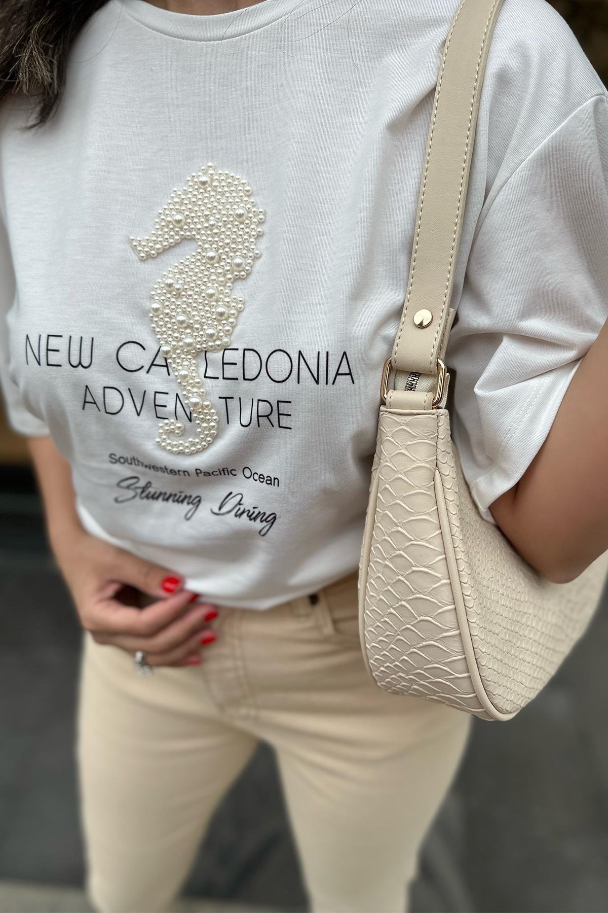 İncili Ekru Tshirt