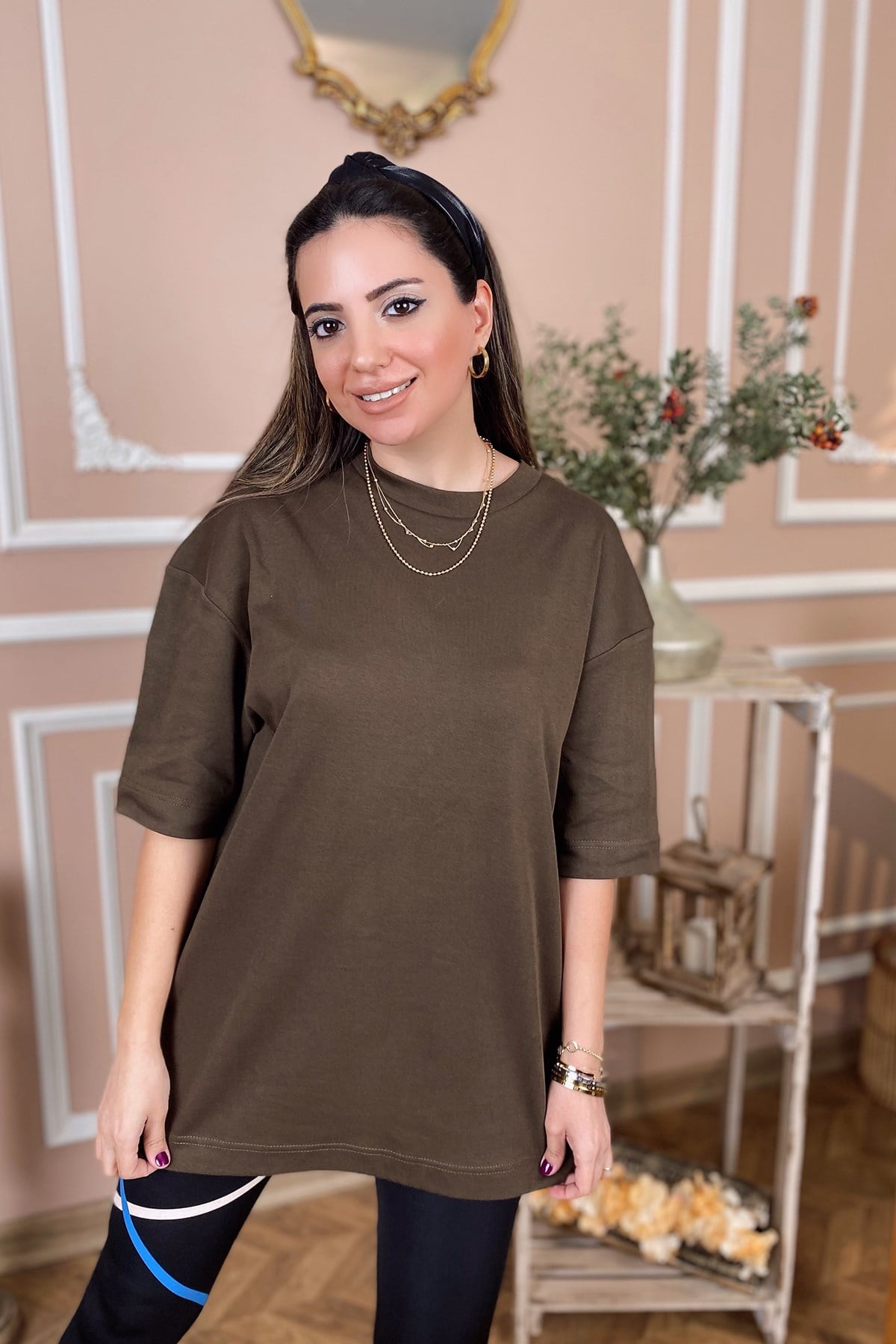 Kahve Pamuk Kumaş Basic Tshirt