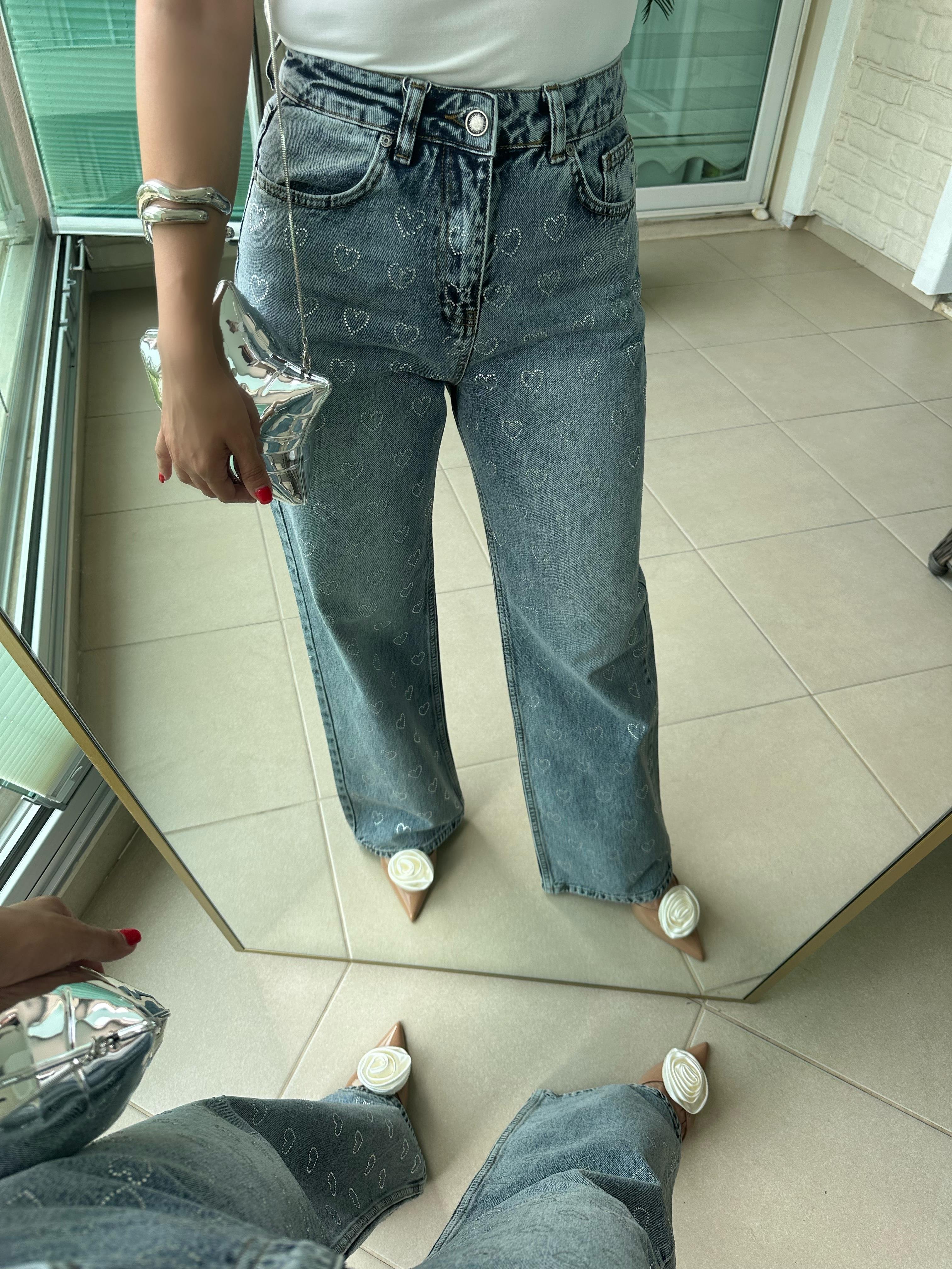 Kalp Taşlı Jean