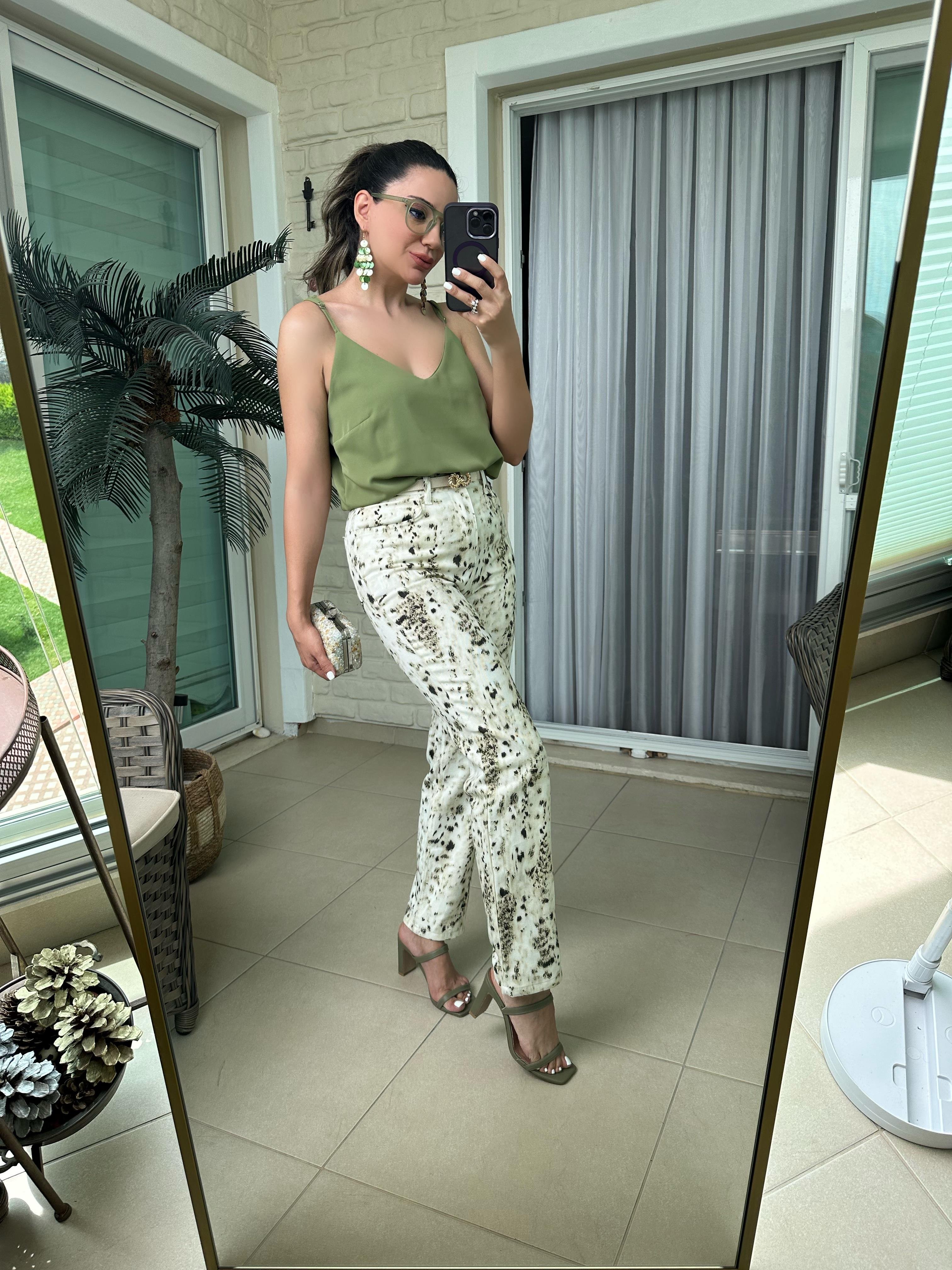 Kendinden Desenli Pantolon