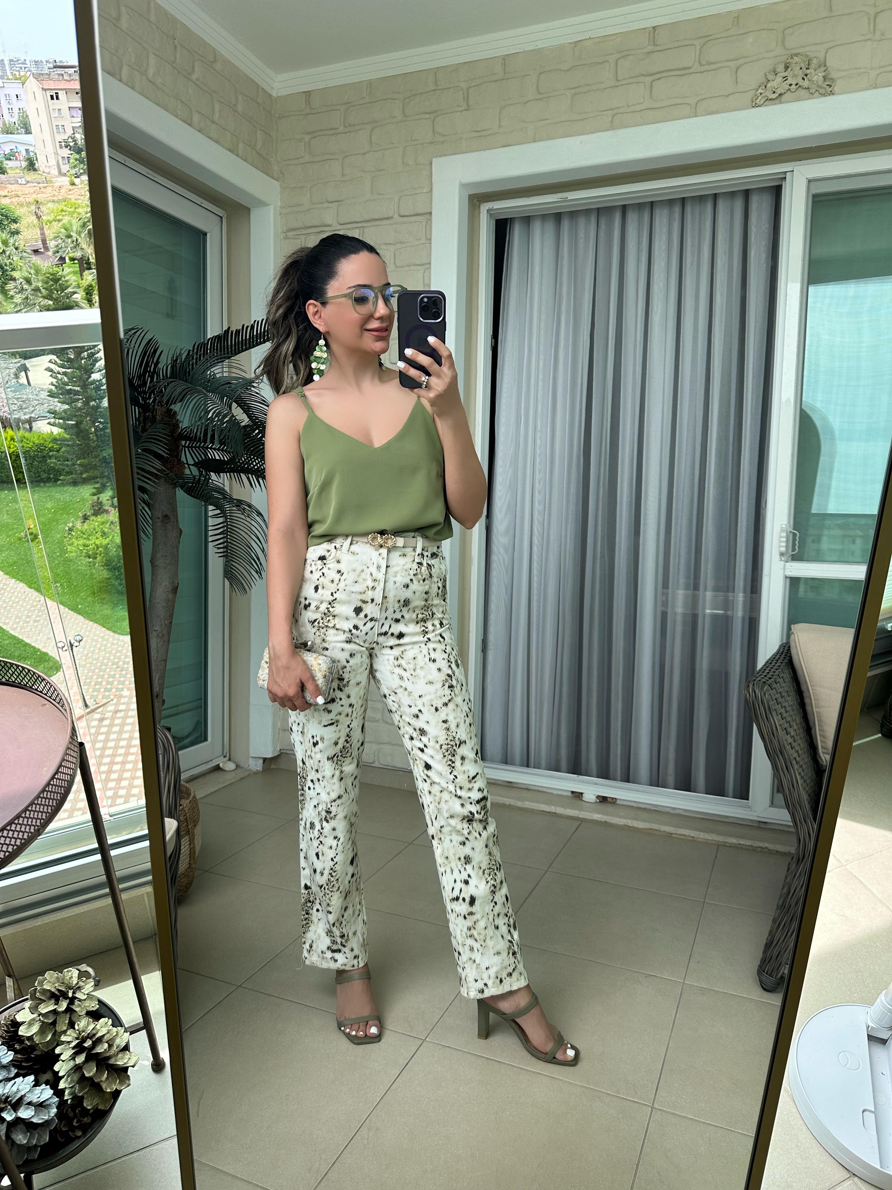 Kendinden Desenli Pantolon