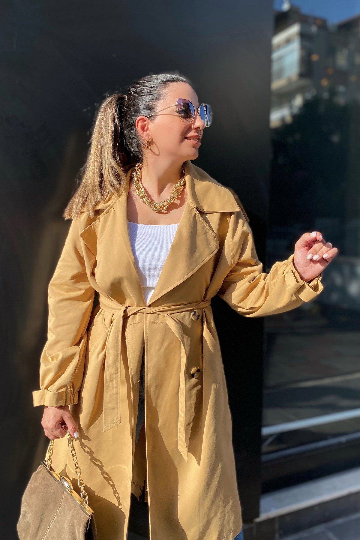 Kendinden Kuşaklı Trençkot