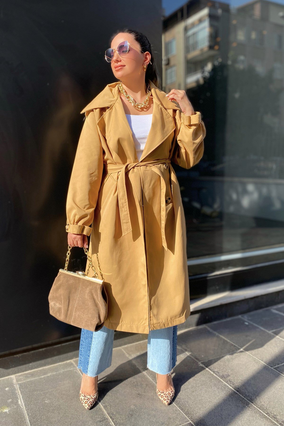 Kendinden Kuşaklı Trençkot