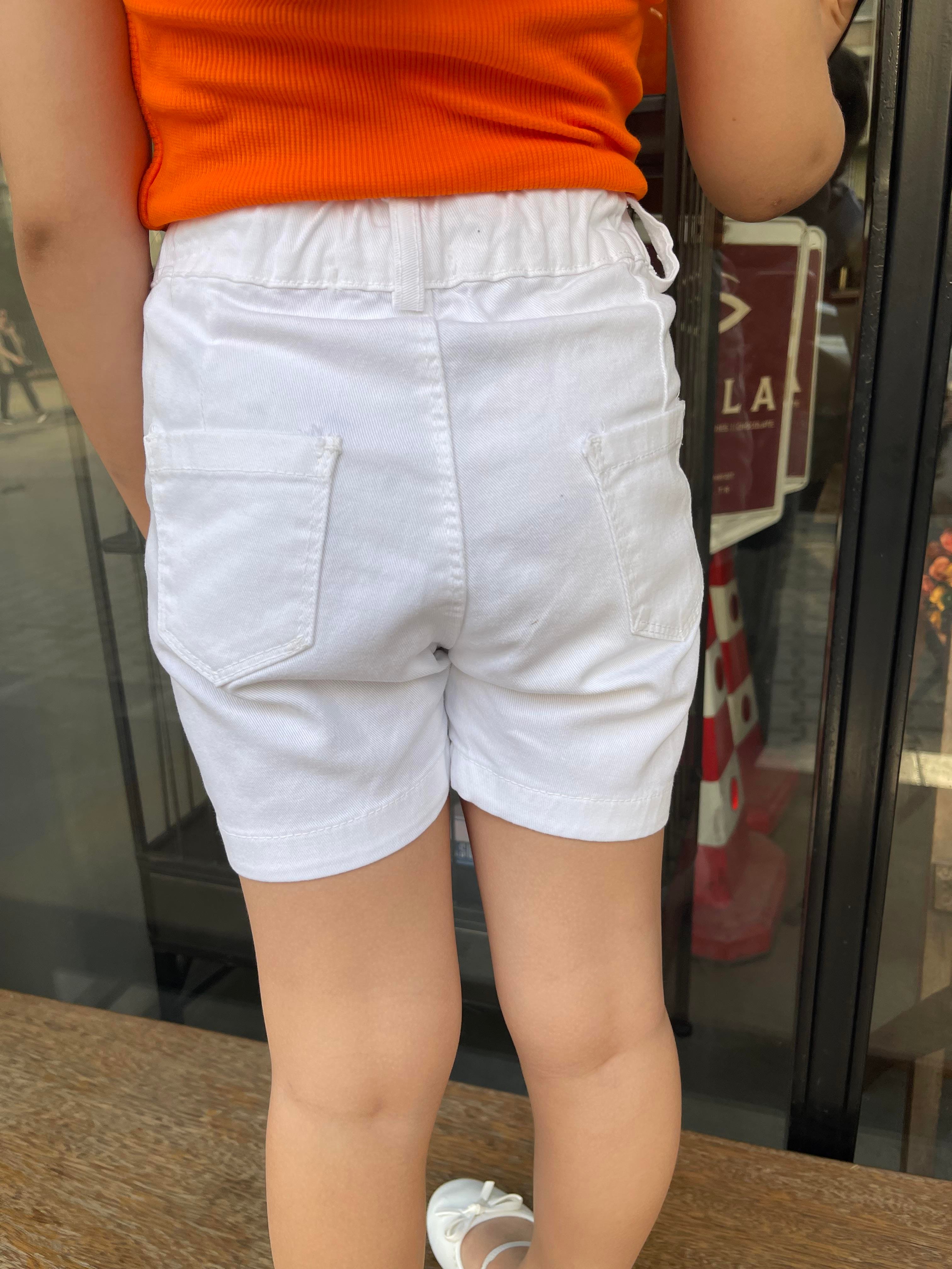 Kids Beyaz Cepli Şort Etek