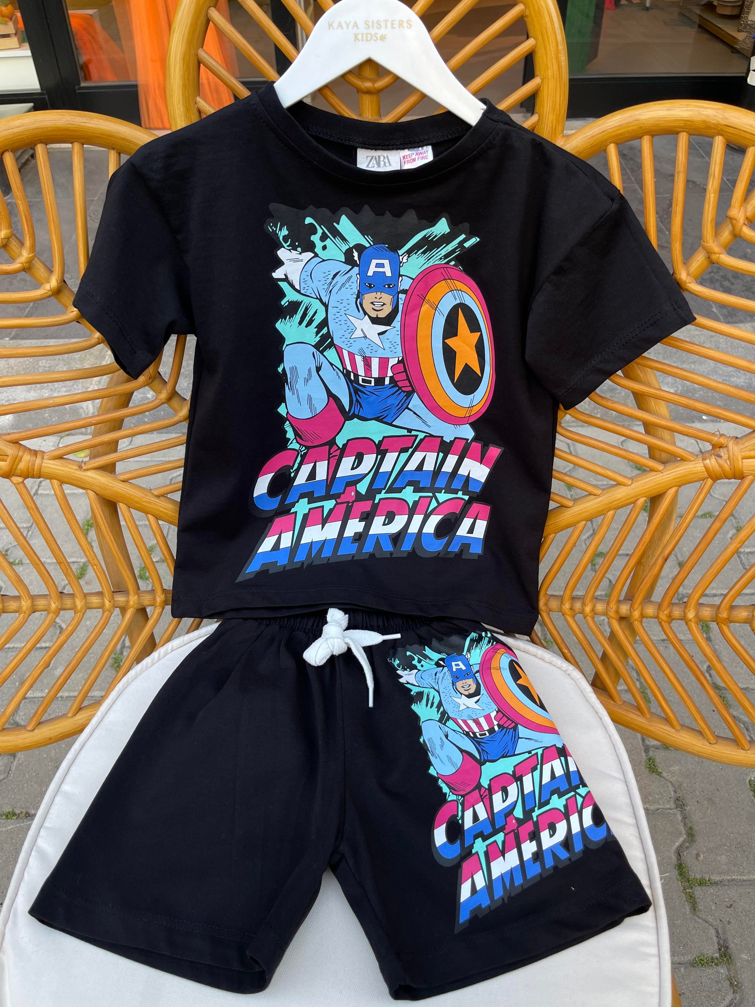 Kids Captain Siyah Baskılı Takım