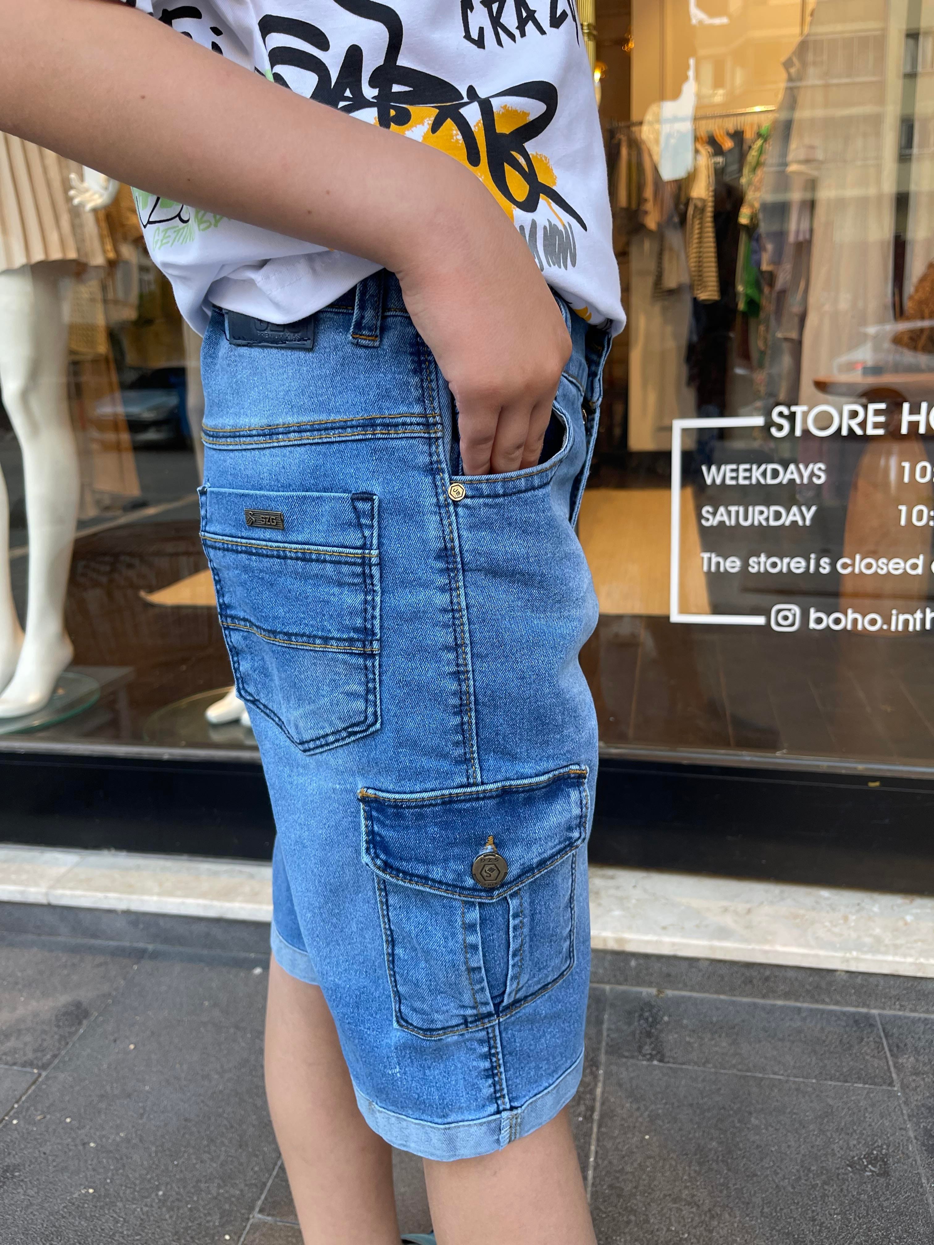 Kids Cep Detaylı Erkek Kot Şort