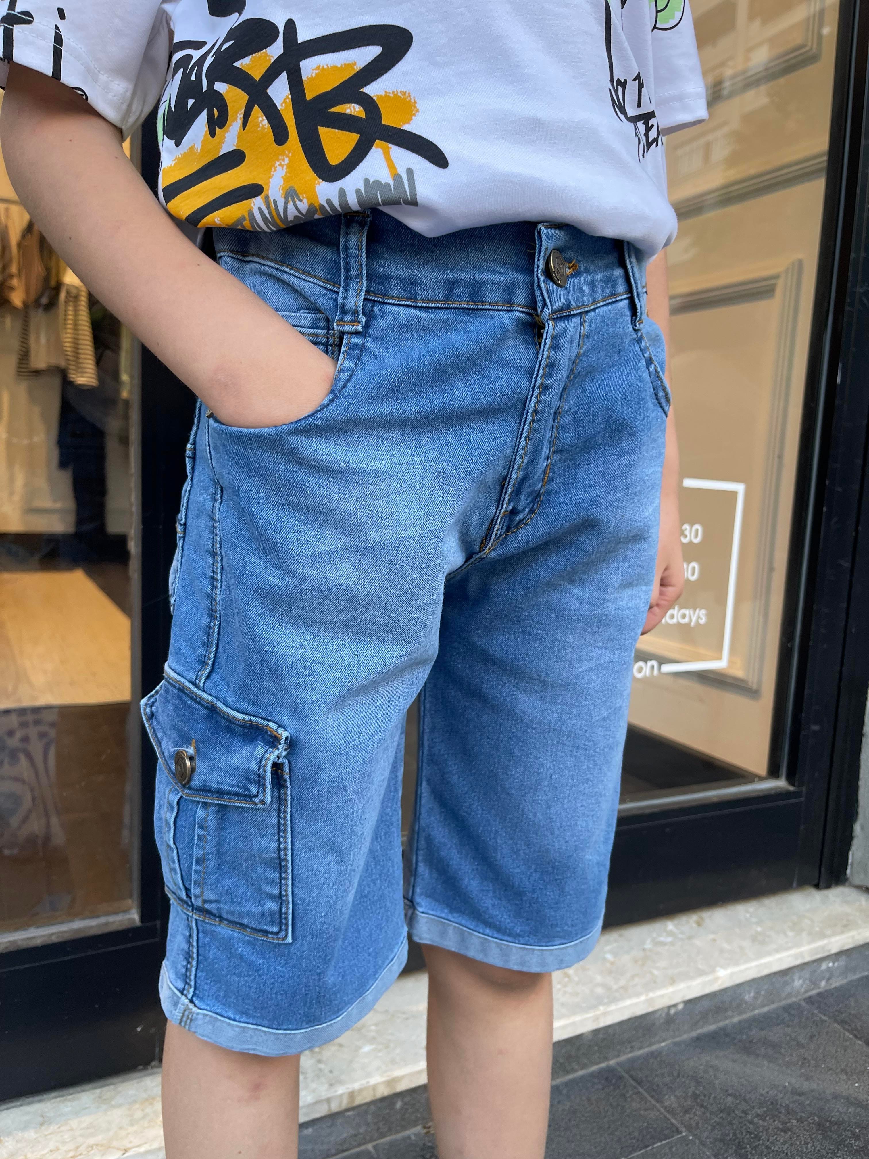 Kids Cep Detaylı Erkek Kot Şort