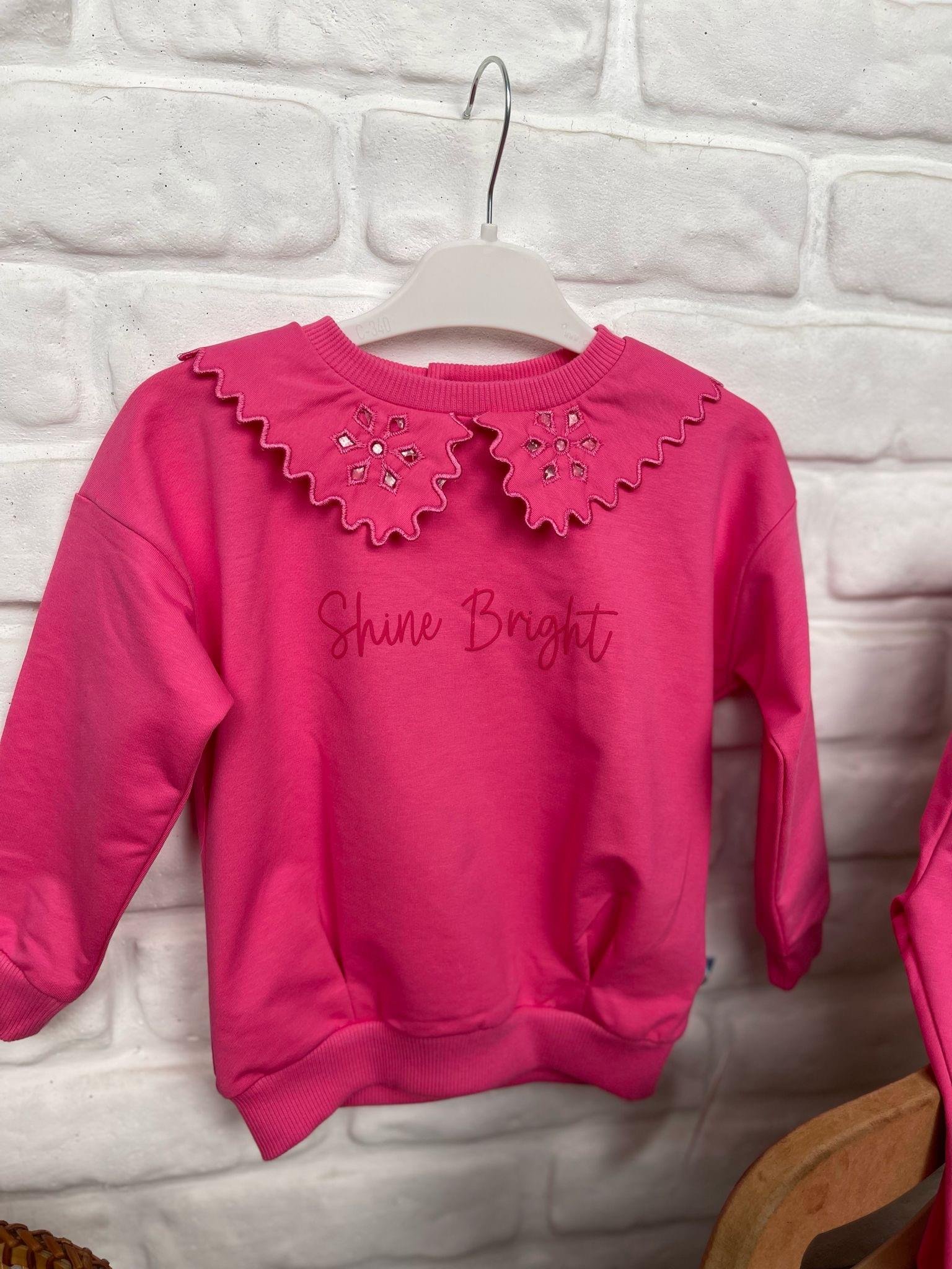 Kids Dantel Yaka Pembe Takım