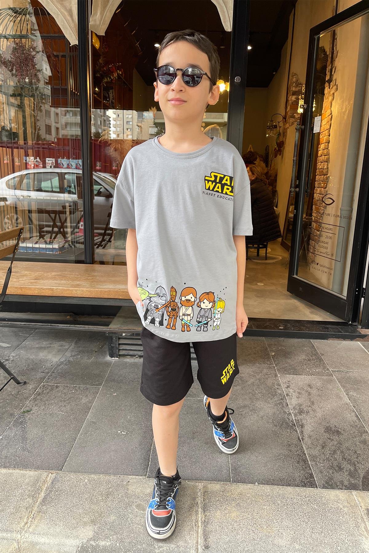 Kids Gri Starwars Desenli Şort Takım