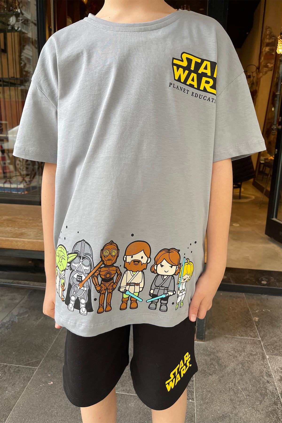 Kids Gri Starwars Desenli Şort Takım