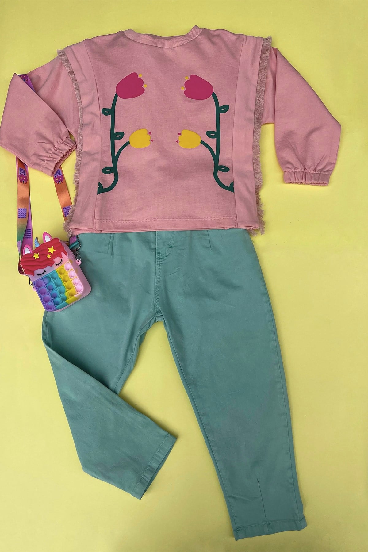 Kids Gül Kurusu Çiçek Baskılı Sweatshirt