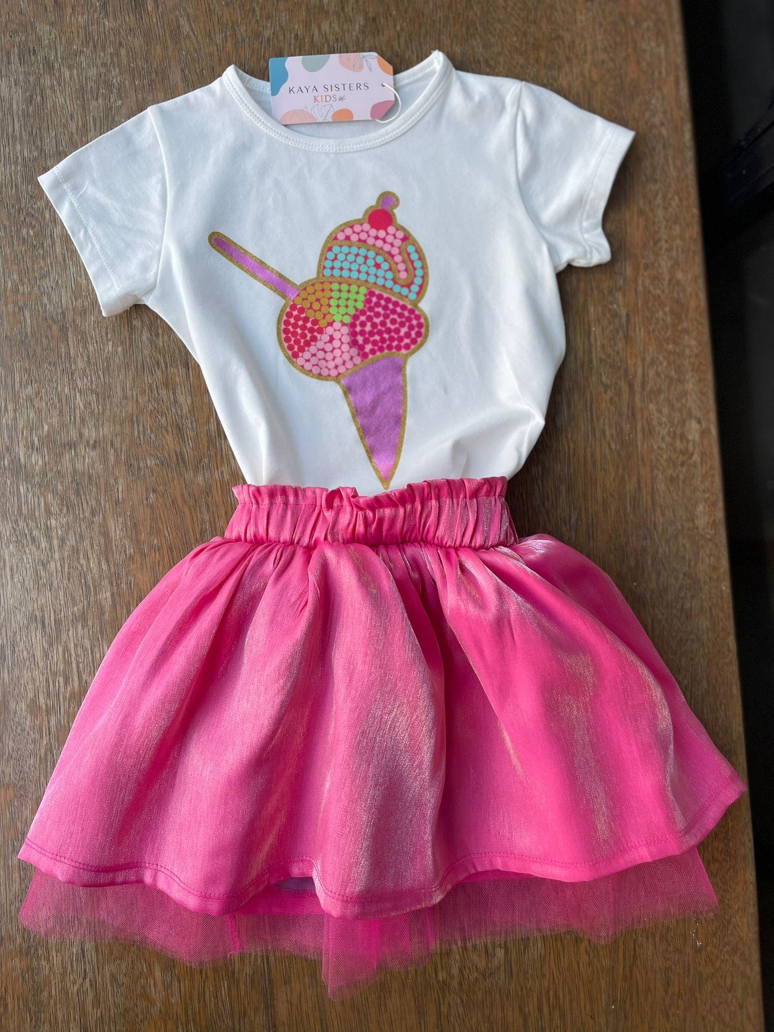 Kids Ice Cream Pembe Etekli Takım
