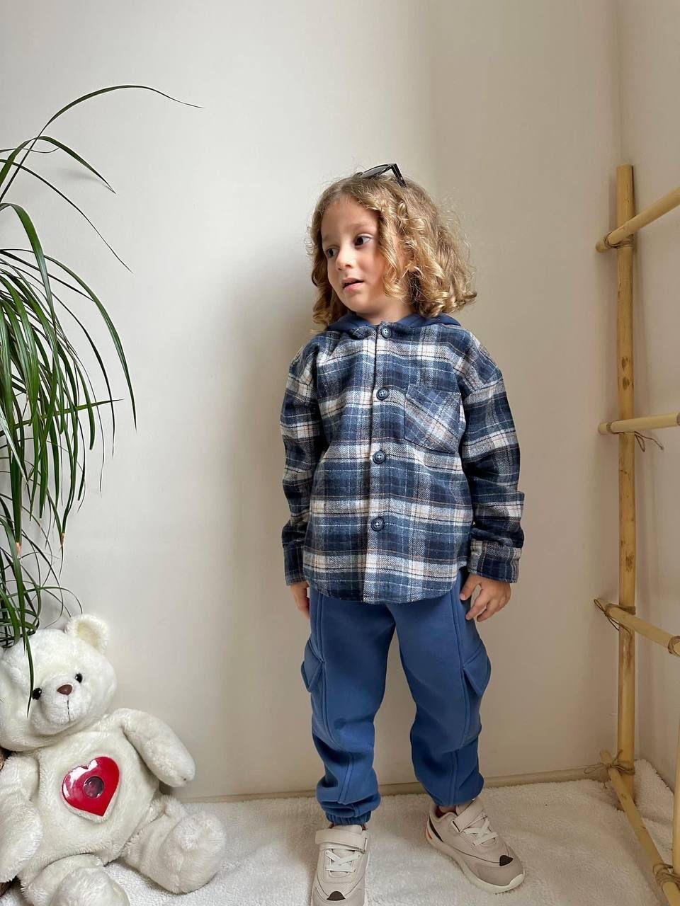 Kids Kapşonlu Ekose Erkek Takım