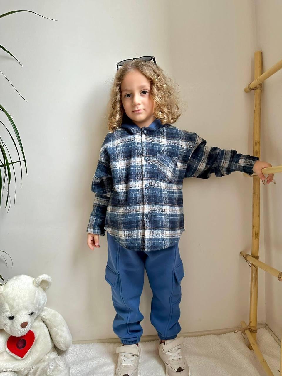 Kids Kapşonlu Ekose Erkek Takım