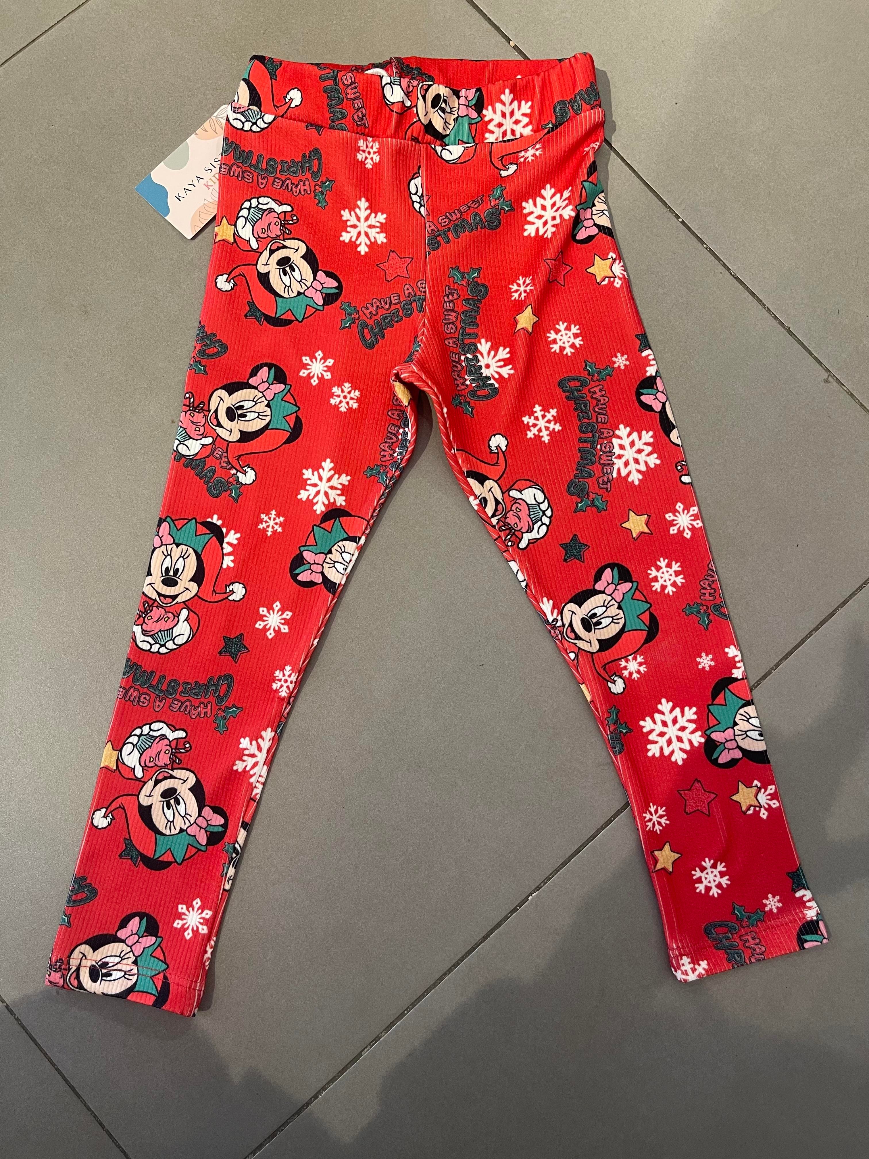 Kids Kırmızı Mickey Baskılı İçi Şardonlu Tayt