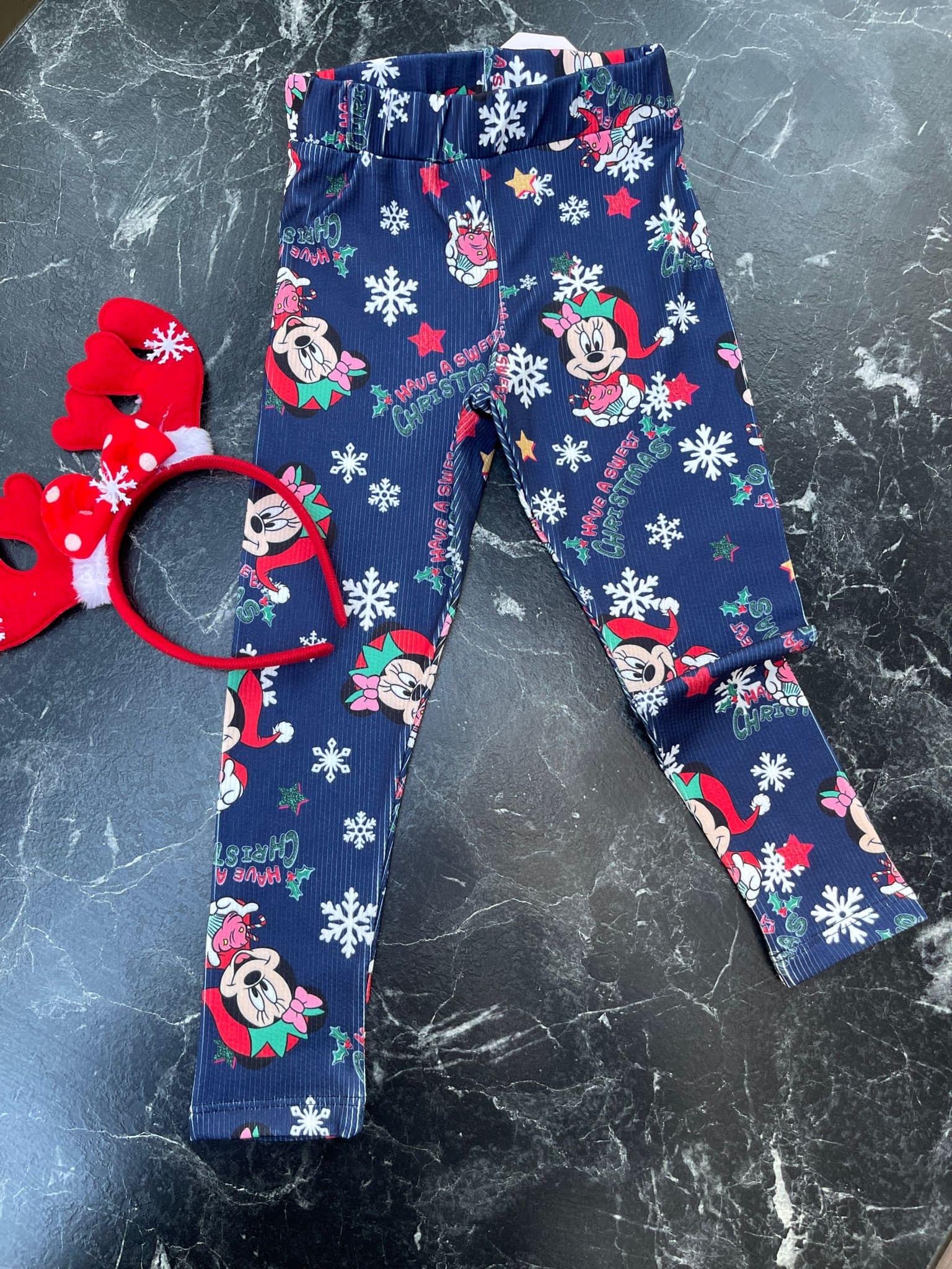 Kids Lacivert Mickey Baskılı İçi Şardonlu Tayt