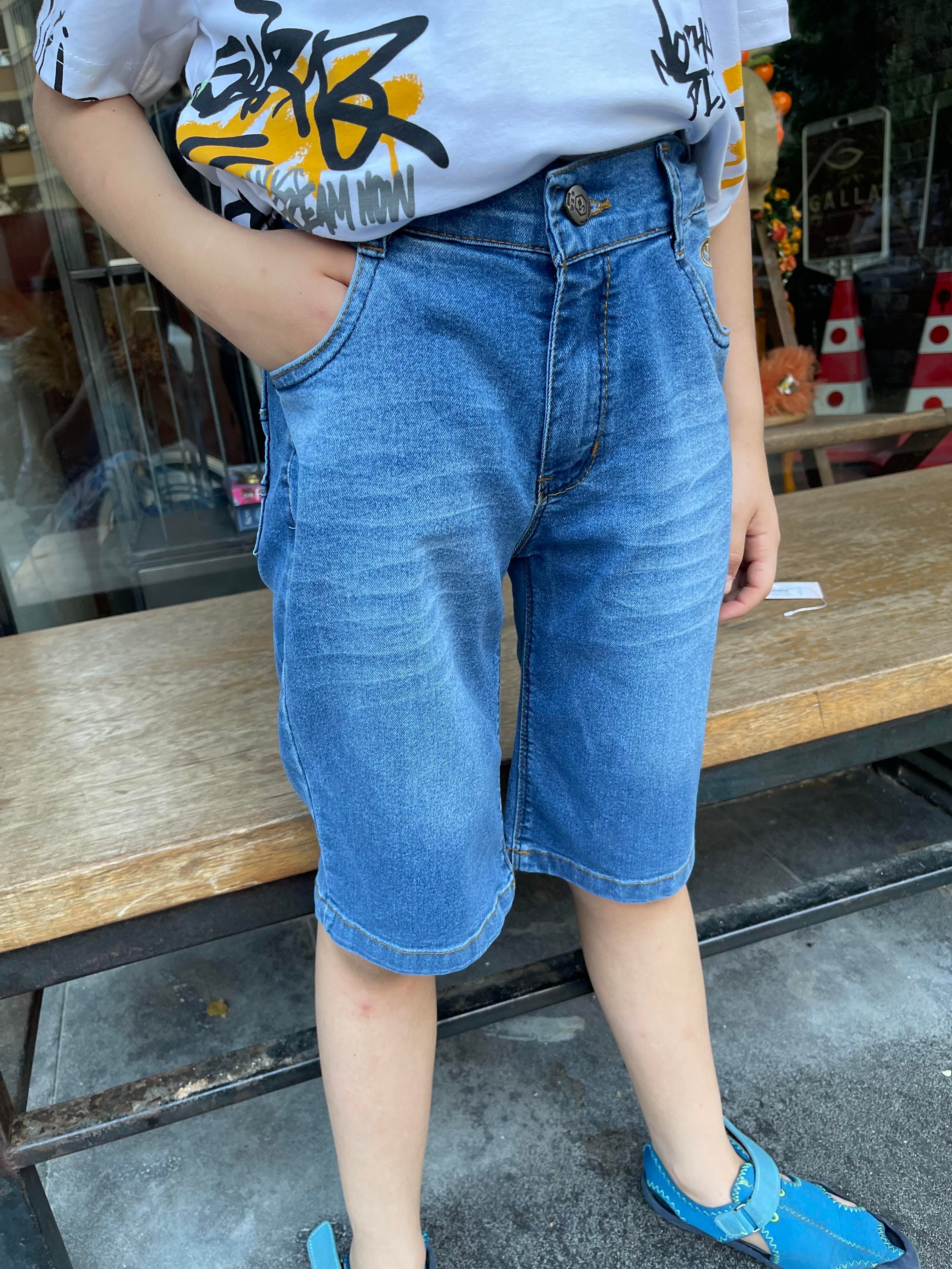 Kids Likralı Erkek Kot Şort