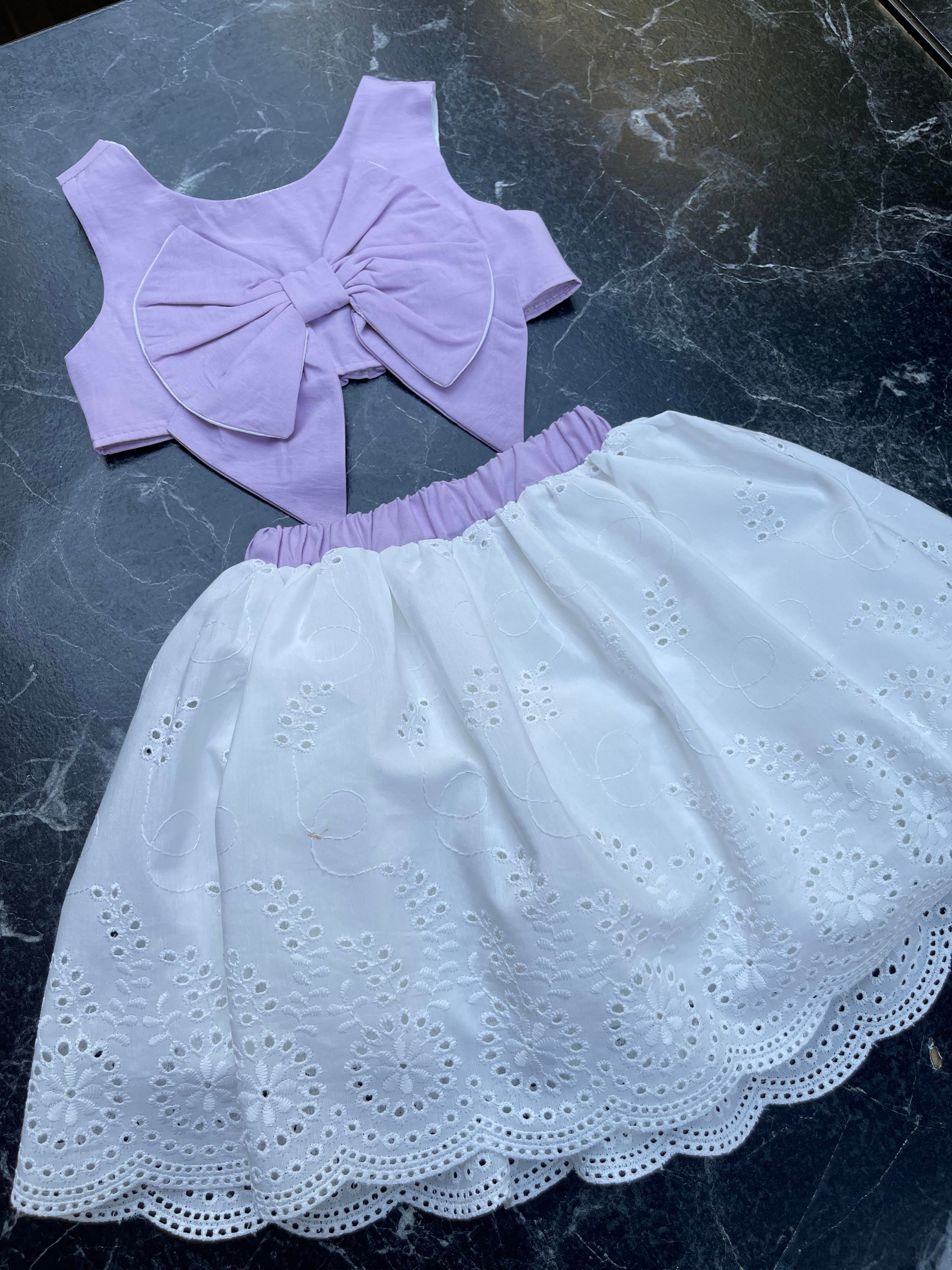 Kids Lila Fiyonklu Etek Bluz Takım