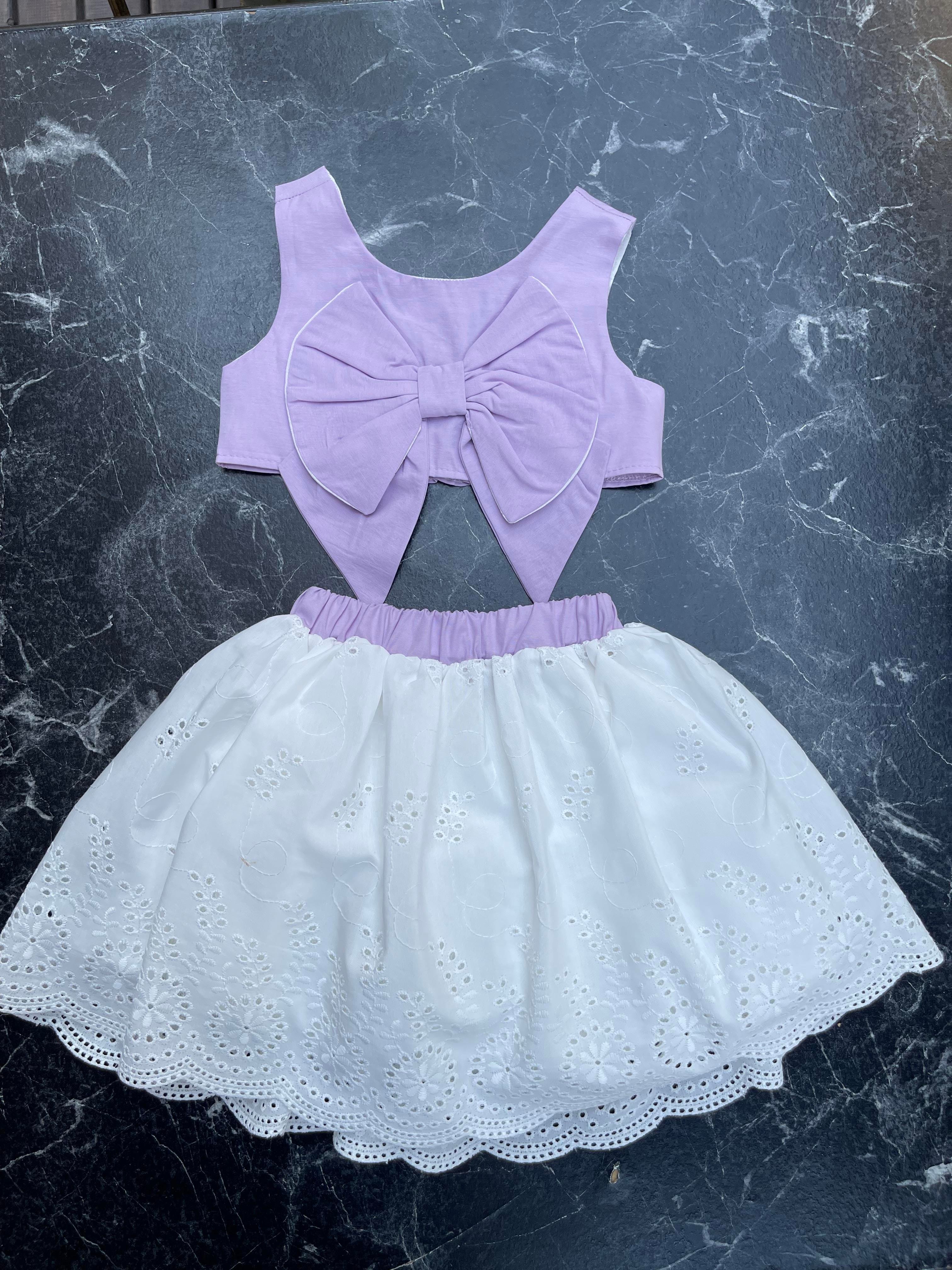 Kids Lila Fiyonklu Etek Bluz Takım