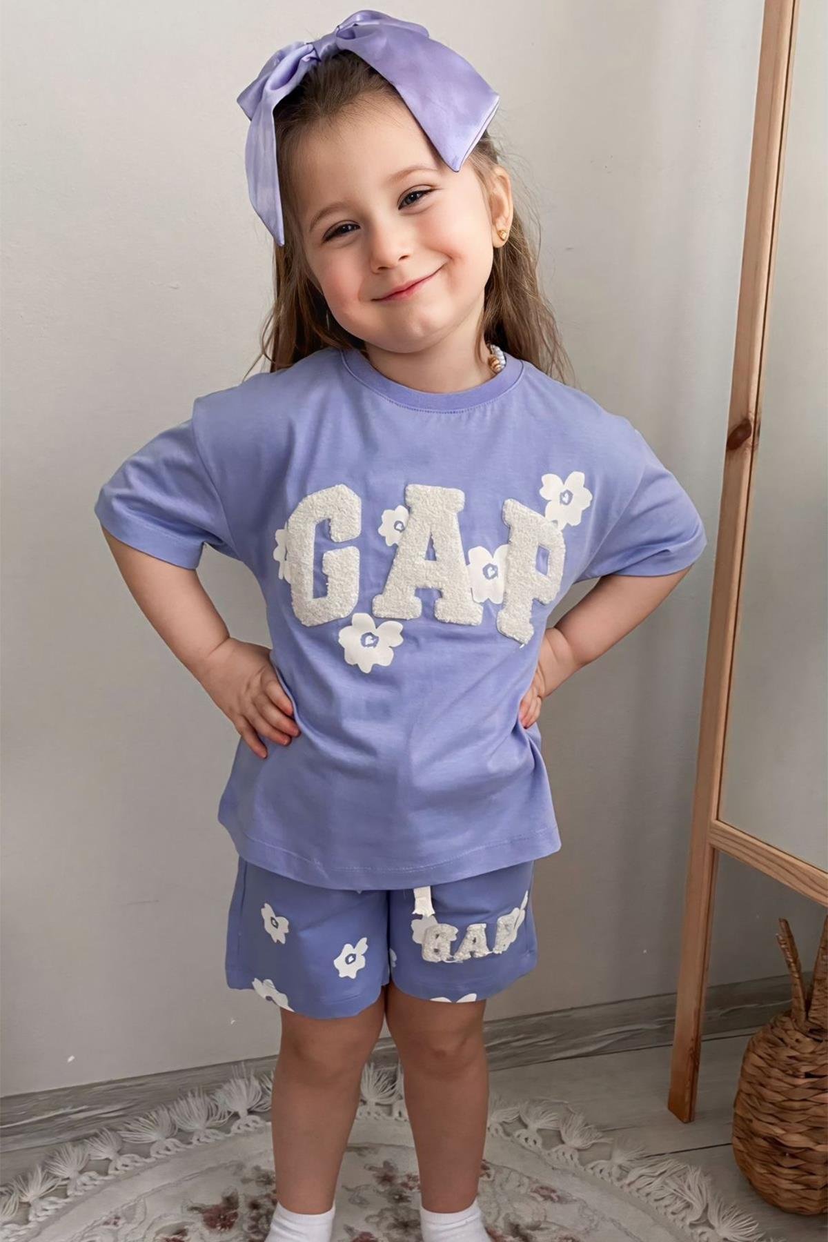 Kids Lila Papatyalı Şort Takım