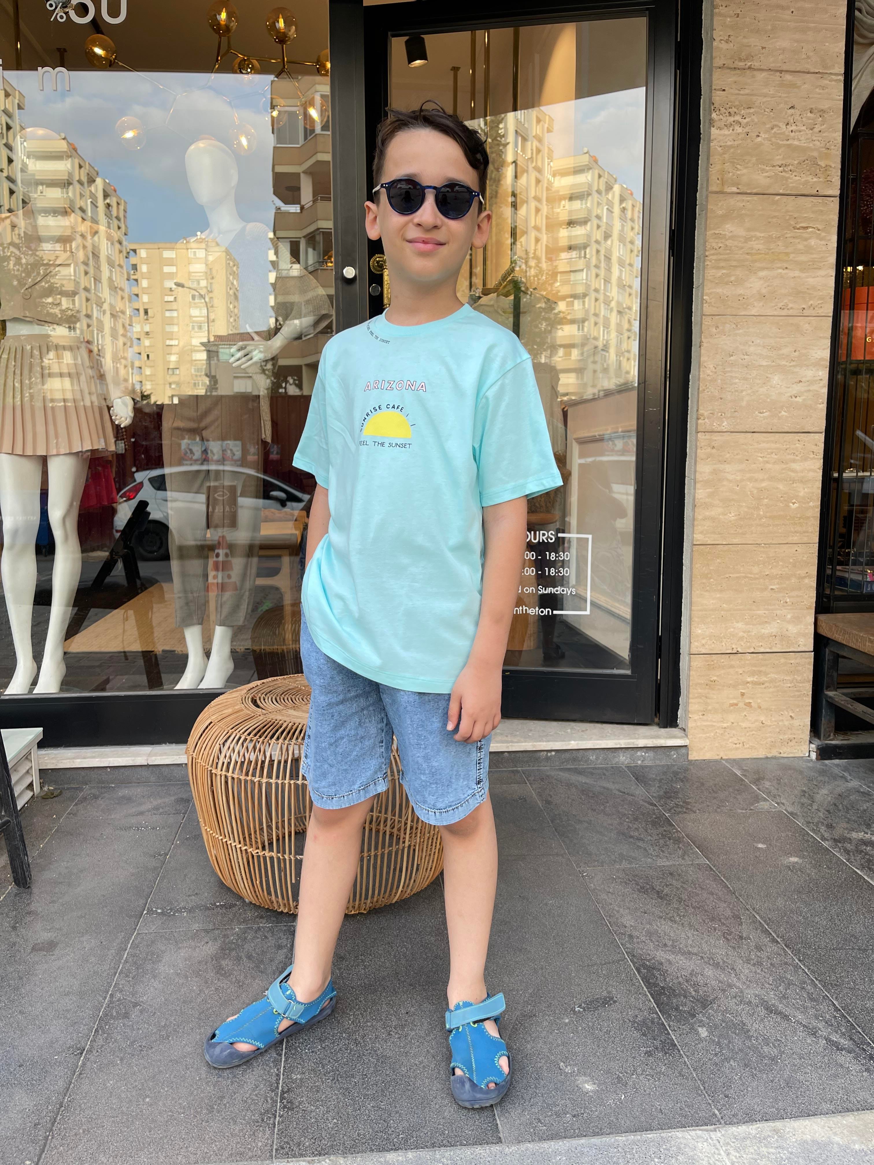 Kids Mavi Arizona Kot Şortlu Takım